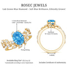 Rosec Jewels-Oval Shaped 1 Carat Lab Grown Blue Diamond Designer Engagement Ring IGI Certified