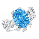 Rosec Jewels-IGI Certified 3 Carat Oval Shaped Lab Grown Blue Diamond Vine Engagement Ring