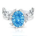 Rosec Jewels-IGI Certified 3 Carat Oval Shaped Lab Grown Blue Diamond Vine Engagement Ring