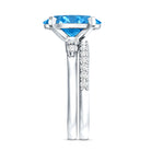 Rosec Jewels-3 Carat Oval Shaped Lab Grown Blue Diamond Wedding Ring Set with IGI Certificate