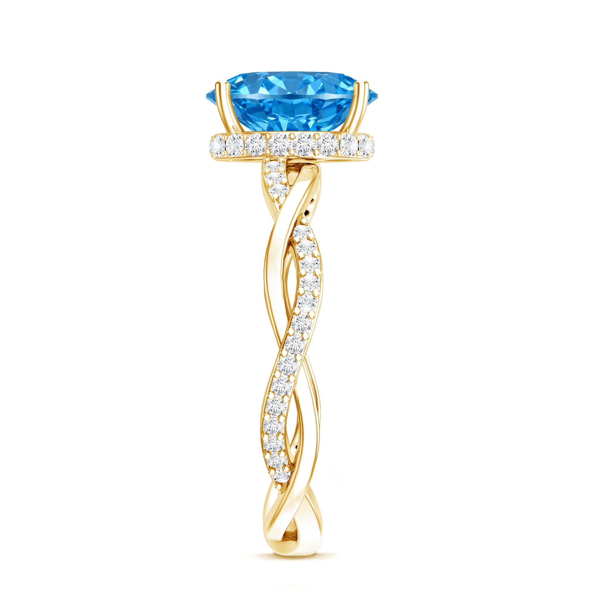 Rosec Jewels-IGI Certified 2 Carat Oval Lab Grown Blue Diamond Braided Engagement Ring for Women