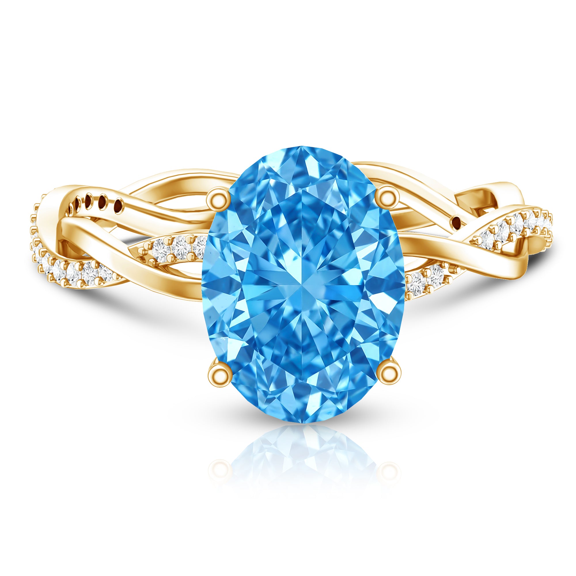 Rosec Jewels-IGI Certified 3 Carat Lab Blue Diamond Braided Engagement Ring with Hidden Halo