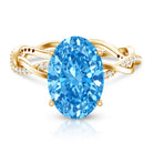 Rosec Jewels-IGI Certified 4 Carat Lab Grown Blue Diamond Oval Engagement Ring with Infinity Shank
