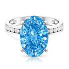 Rosec Jewels-IGI Certified 5 Carat Oval Shape Lab Grown Blue Diamond Statement Engagement Ring