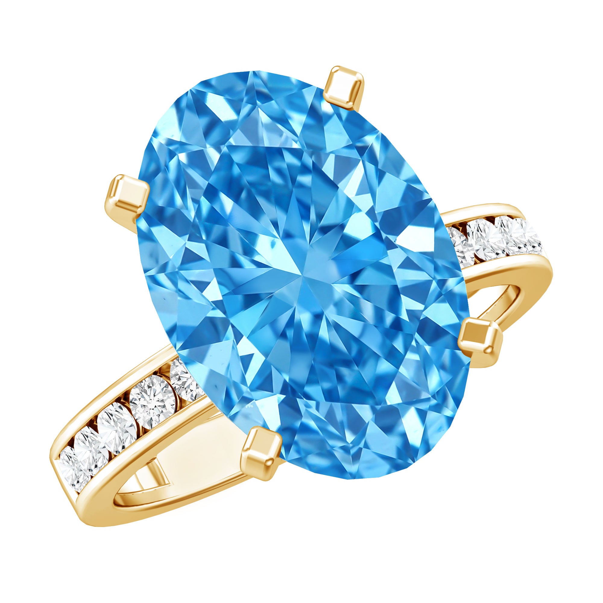 Rosec Jewels-IGI Certified 5 Carat Oval Shape Lab Grown Blue Diamond Statement Engagement Ring