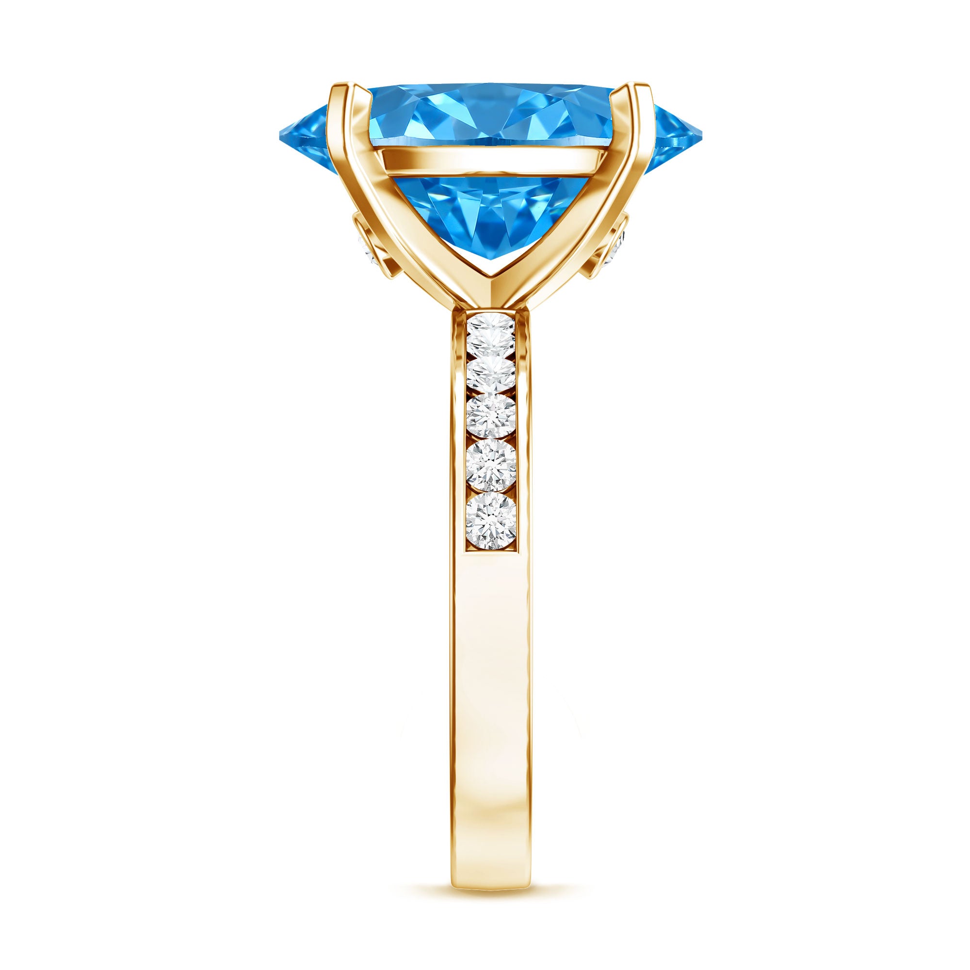 Rosec Jewels-IGI Certified 5 Carat Oval Shape Lab Grown Blue Diamond Statement Engagement Ring