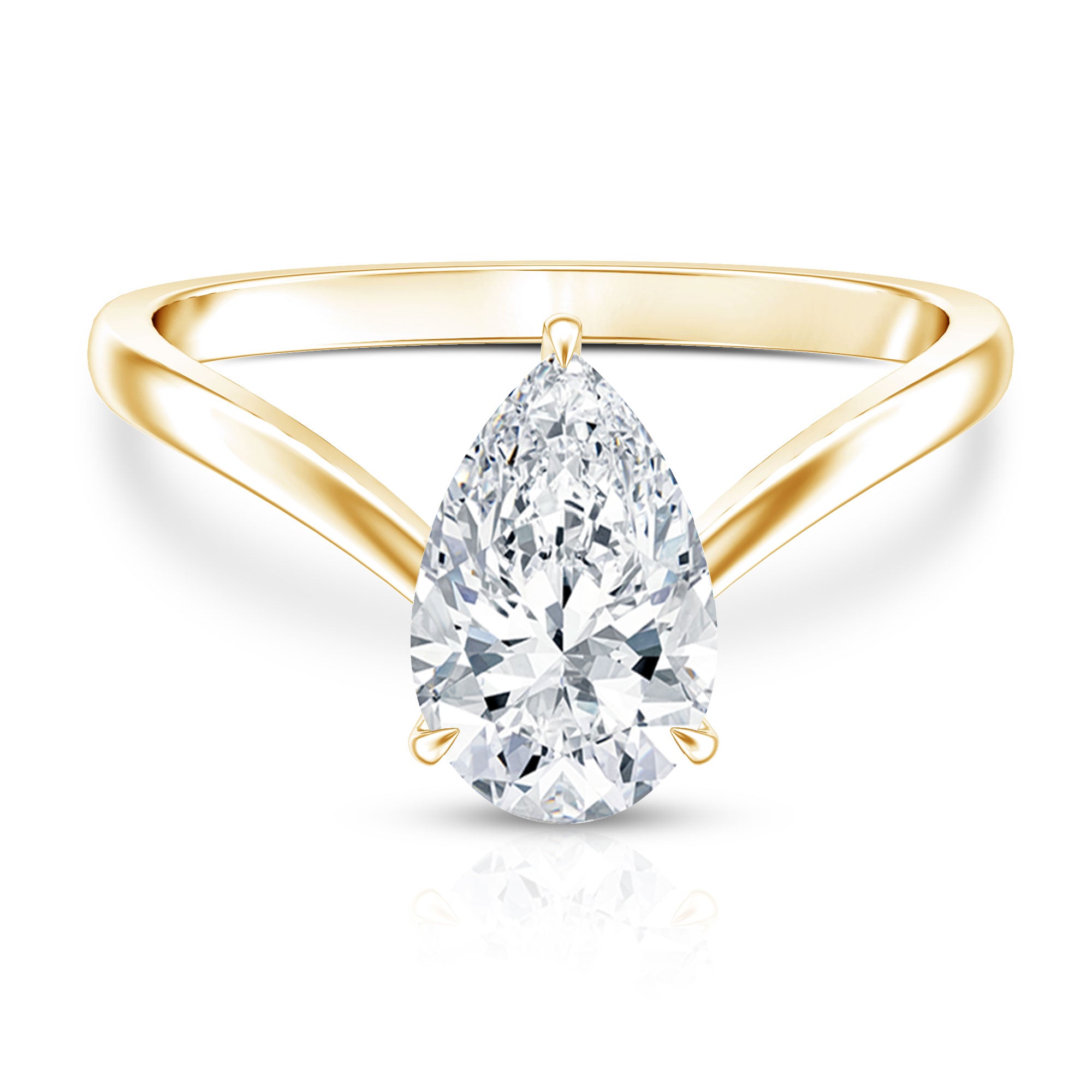 Rosec Jewels-IGI Certified 2 Carat Pear Shape Lab Grown Diamond Chevron Engagement Ring