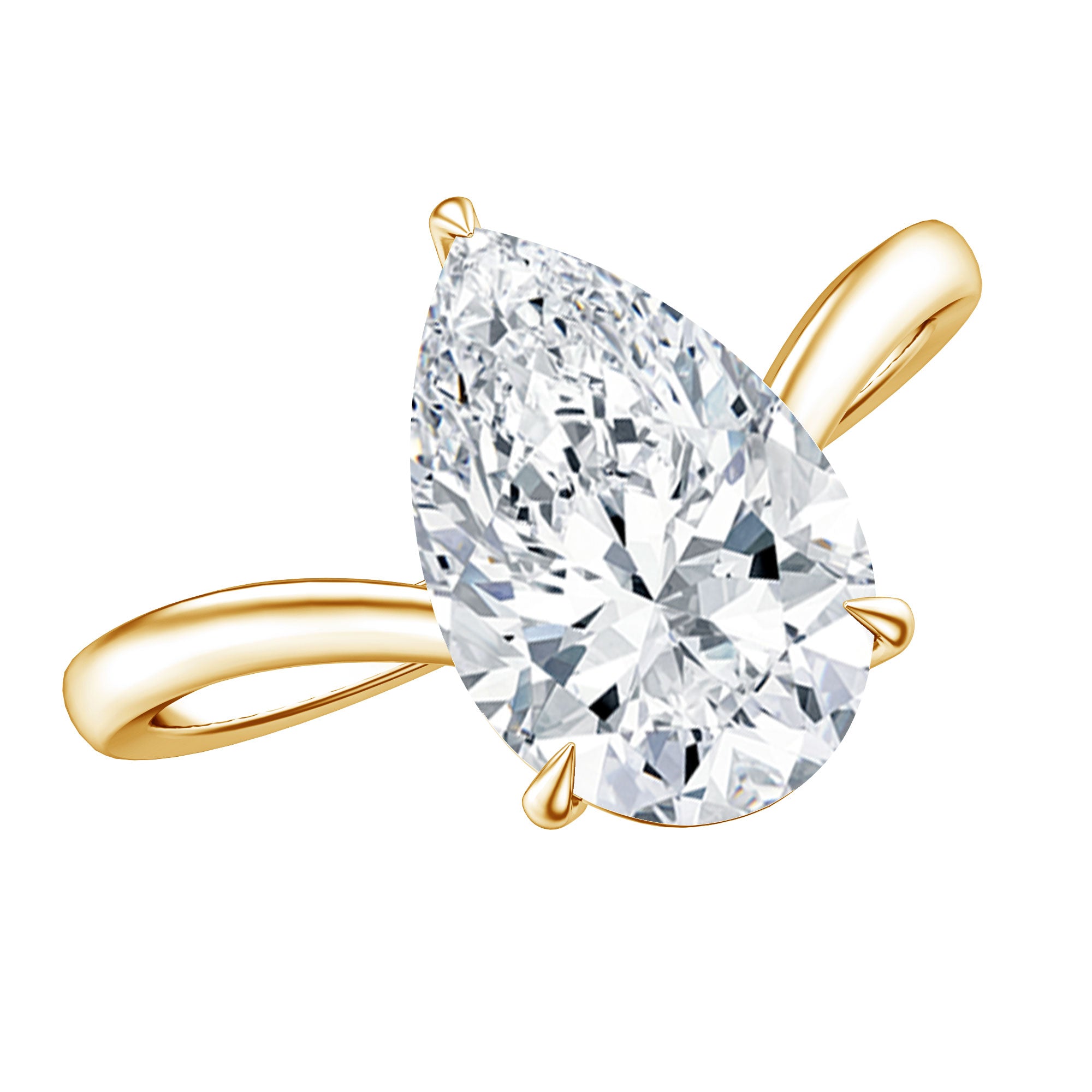 Rosec Jewels-IGI Certified V Shaped Lab Grown Diamond Pear Engagement Ring 3 Carat