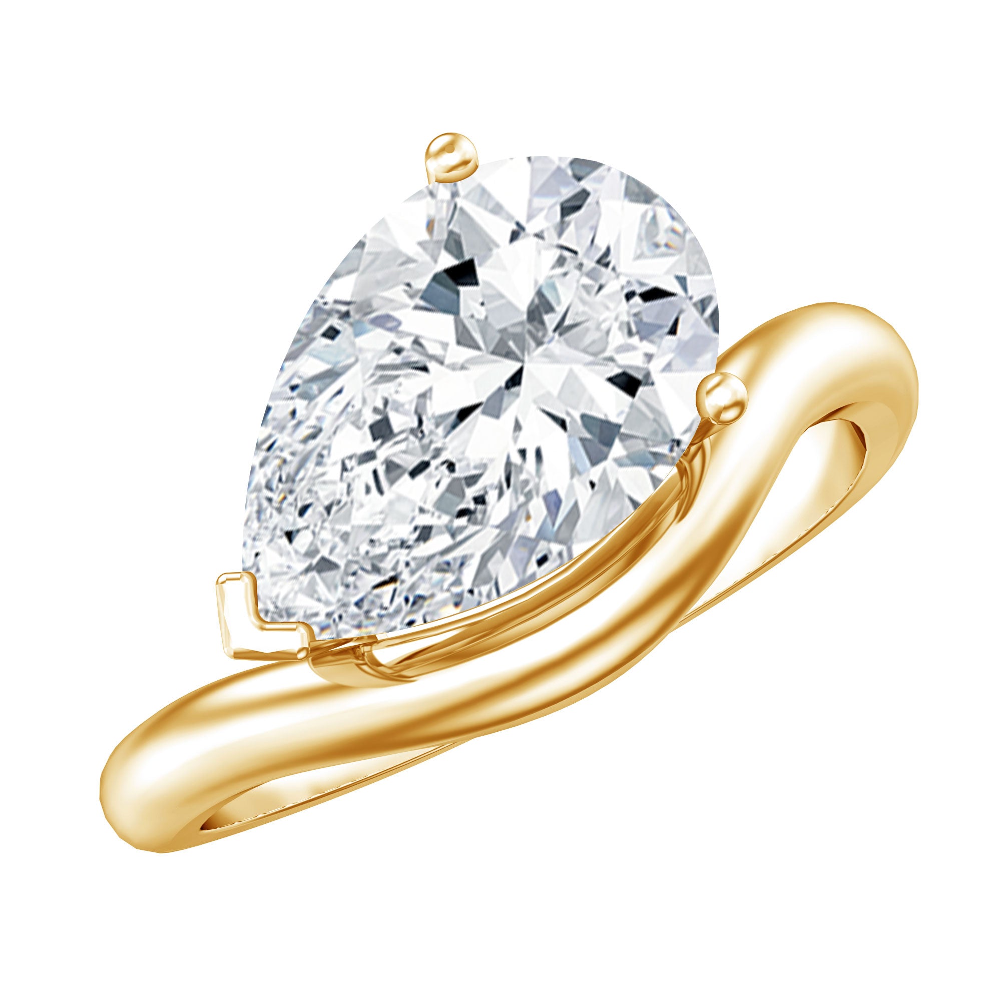 Rosec Jewels-3 Carat Pear Shaped Lab Grown Diamond East West Engagement Ring IGI Certified