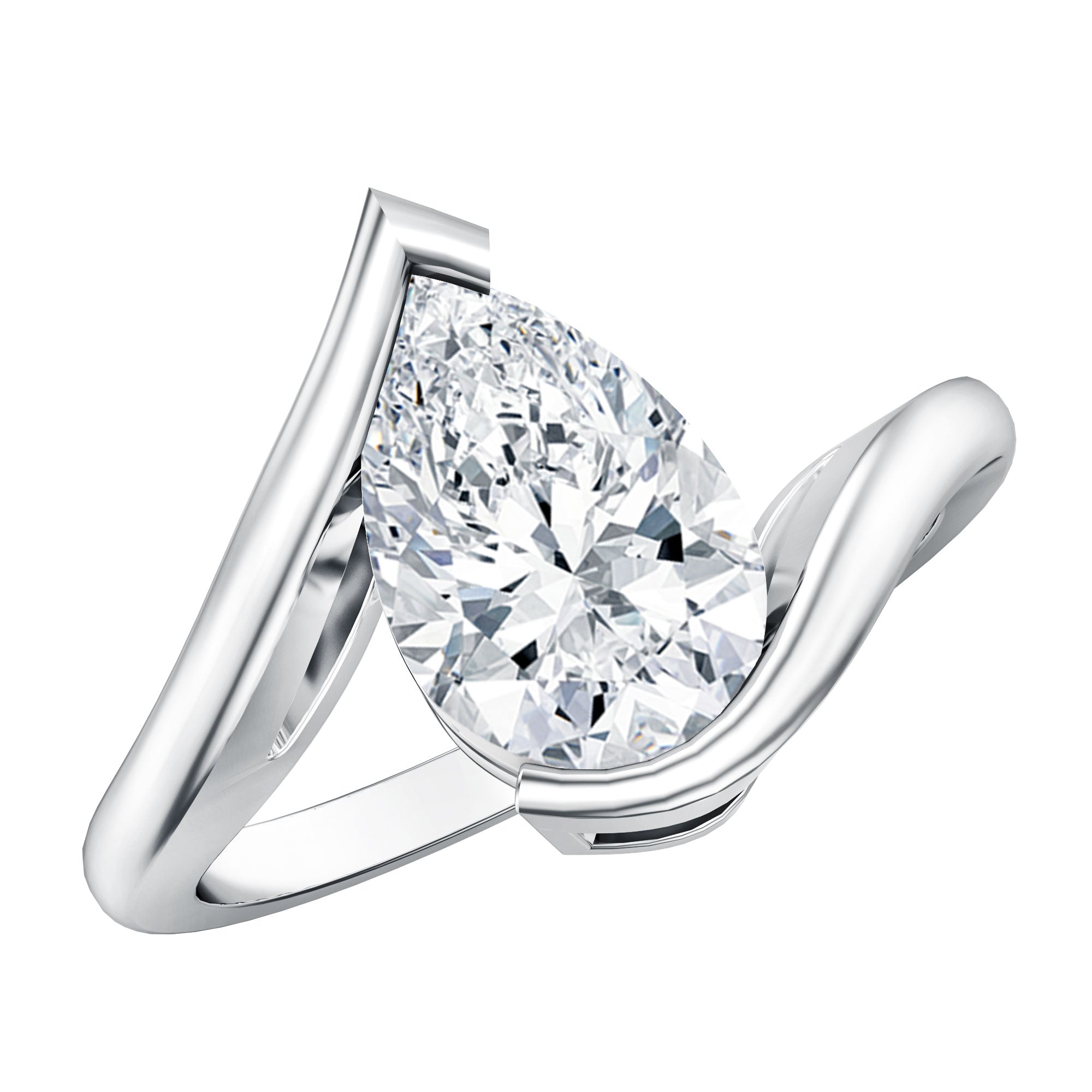 Rosec Jewels-IGI Certified 2 Carat Pear Cut Lab Diamond Bypass Engagement Ring in Tension Setting