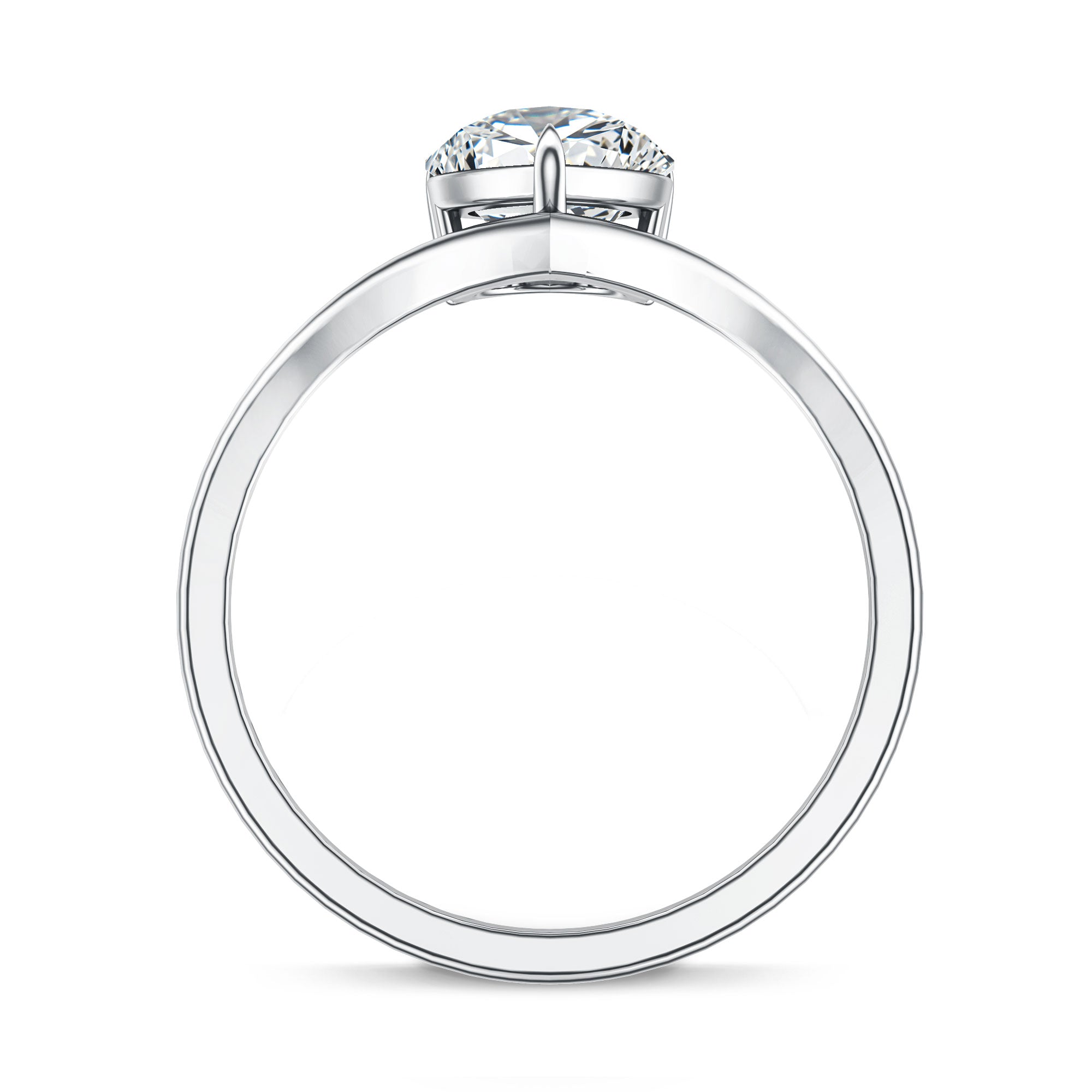 Rosec Jewels-Pear Shape 2 Carat Lab Grown Diamond Chevron Engagement Ring with IGI Certificate