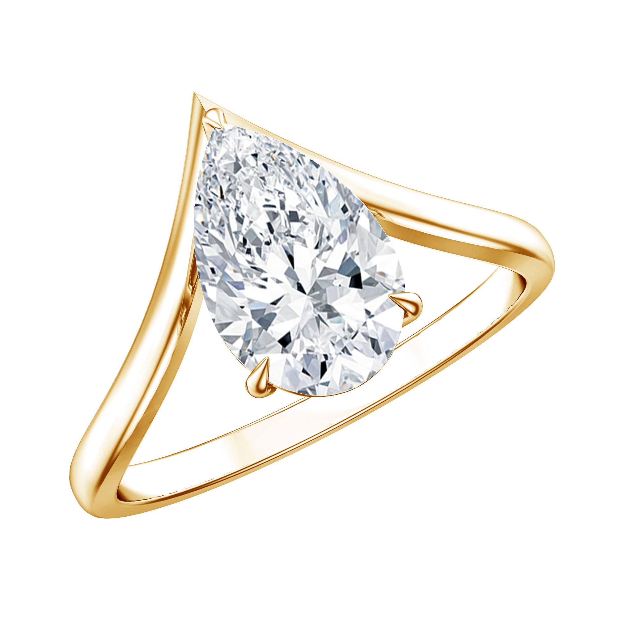 Rosec Jewels-Pear Shape 2 Carat Lab Grown Diamond Chevron Engagement Ring with IGI Certificate