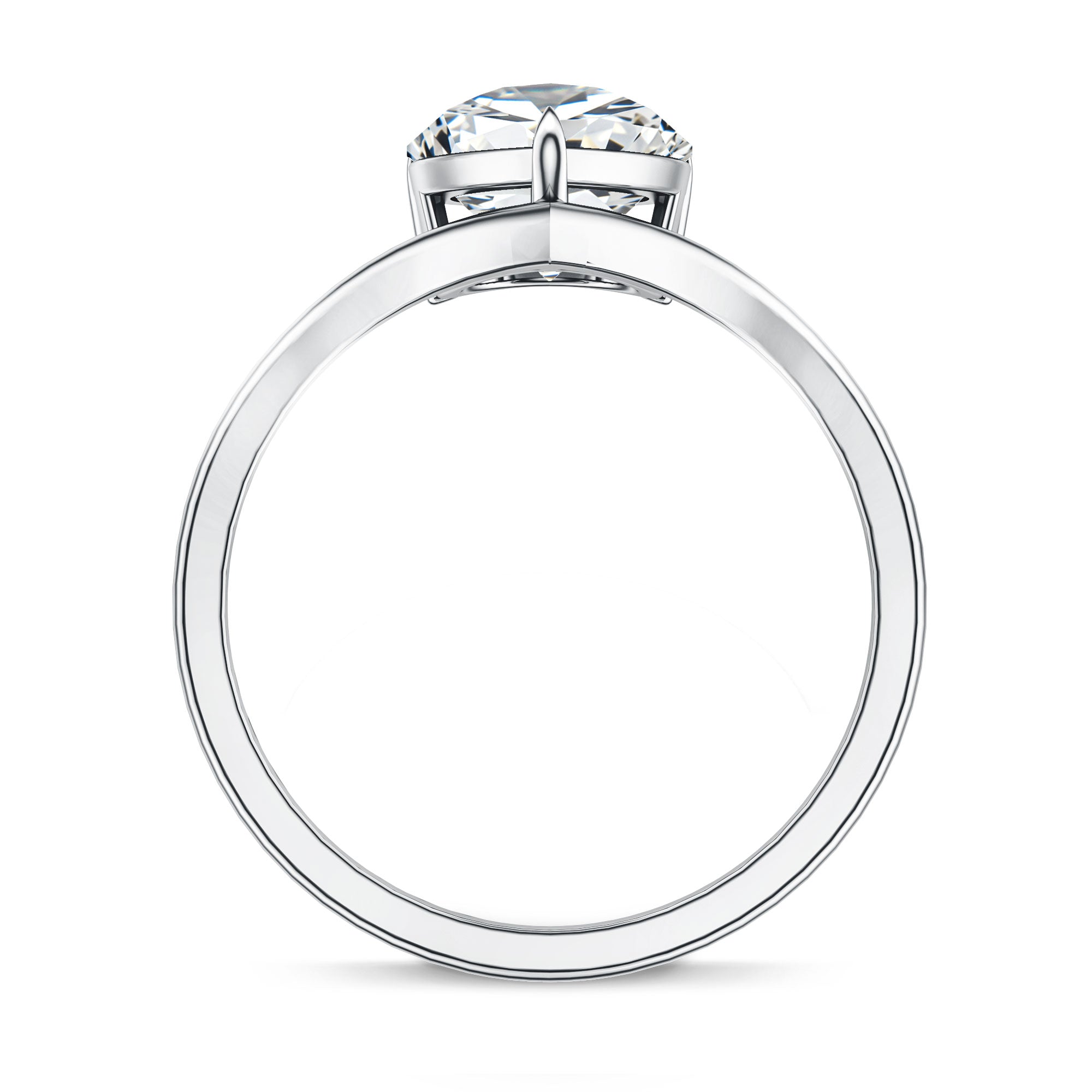 Rosec Jewels-Pear Shape 3 Carat Lab Diamond V Shaped Engagement Ring with IGI Certificate