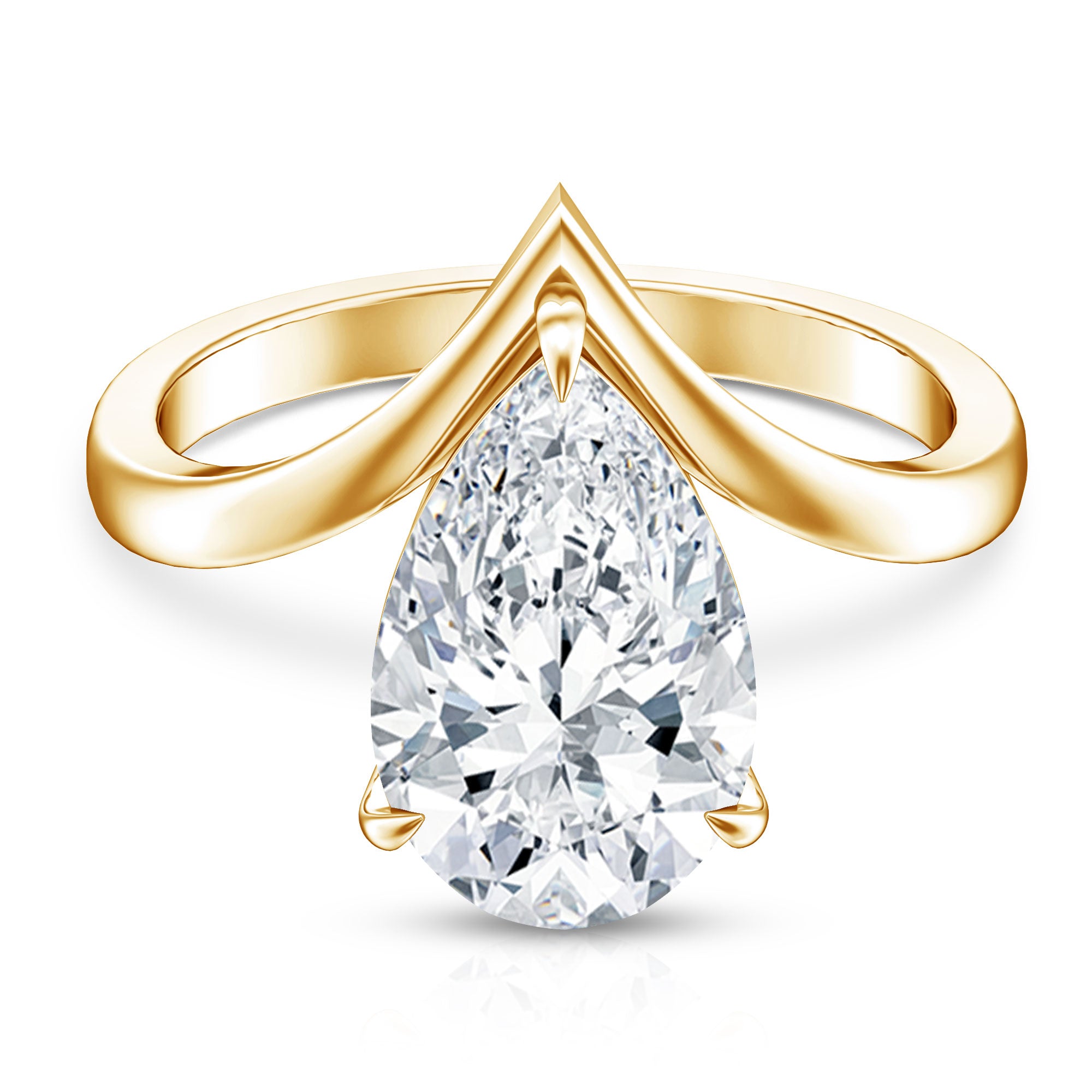 Rosec Jewels-IGI Certified 4 Carat Lab Grown Diamond Pear Engagement Ring with Chevron Shank