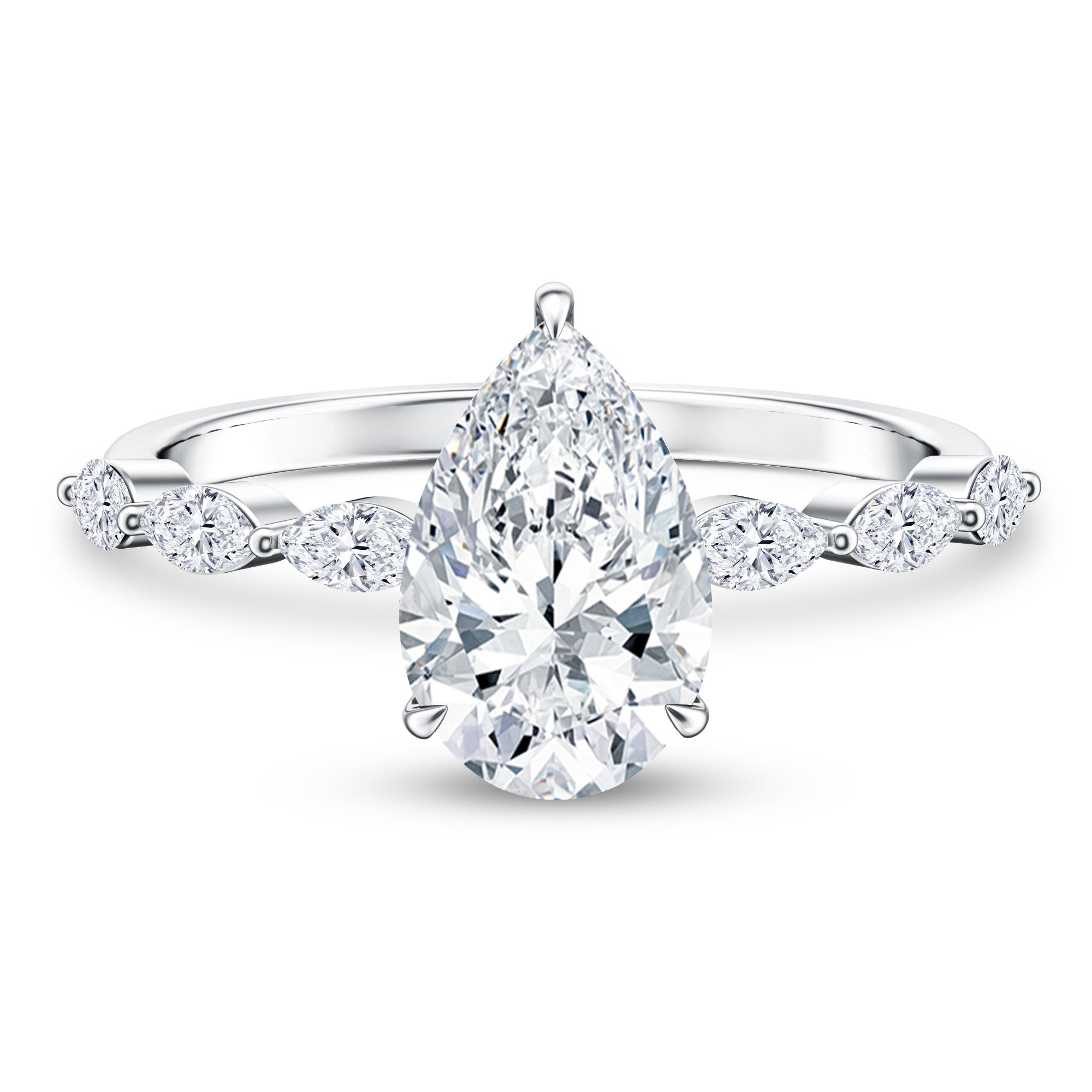 Rosec Jewels-Pear Shaped Lab Grown Diamond 2 Carat Engagement Ring IGI Certified