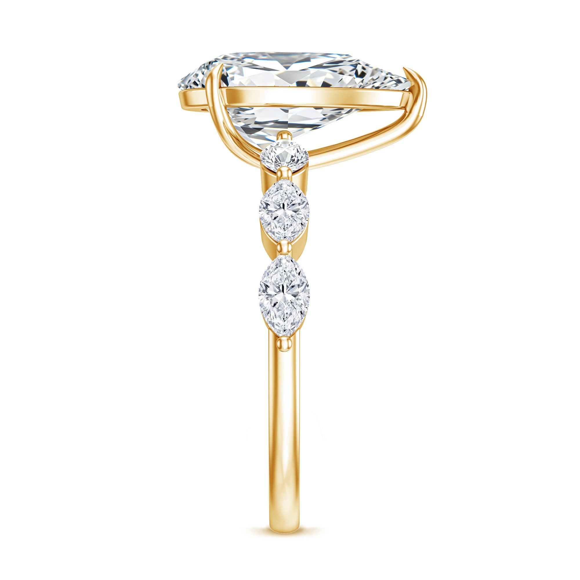 Rosec Jewels-Solitaire 3 Carat Pear Shaped Lab Diamond Designer Engagement Ring IGI Certified