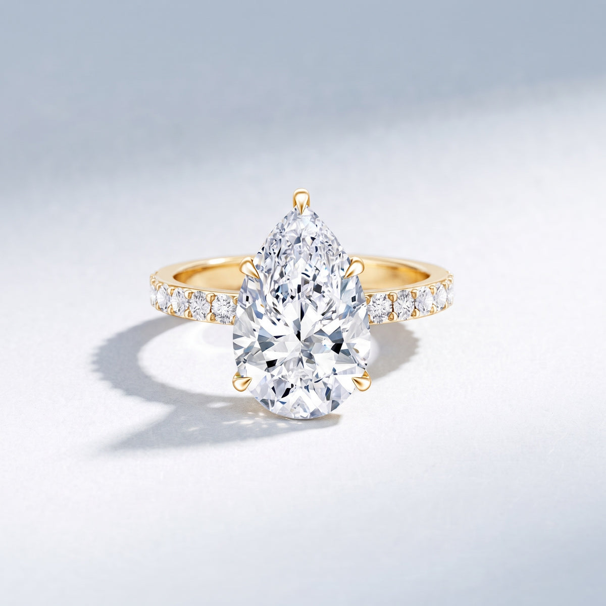 4 Carat Pear Lab Grown Diamond Huge Engagement Ring with IGI Certificate Lab - ( E-VS1 ) - Rosec Jewels