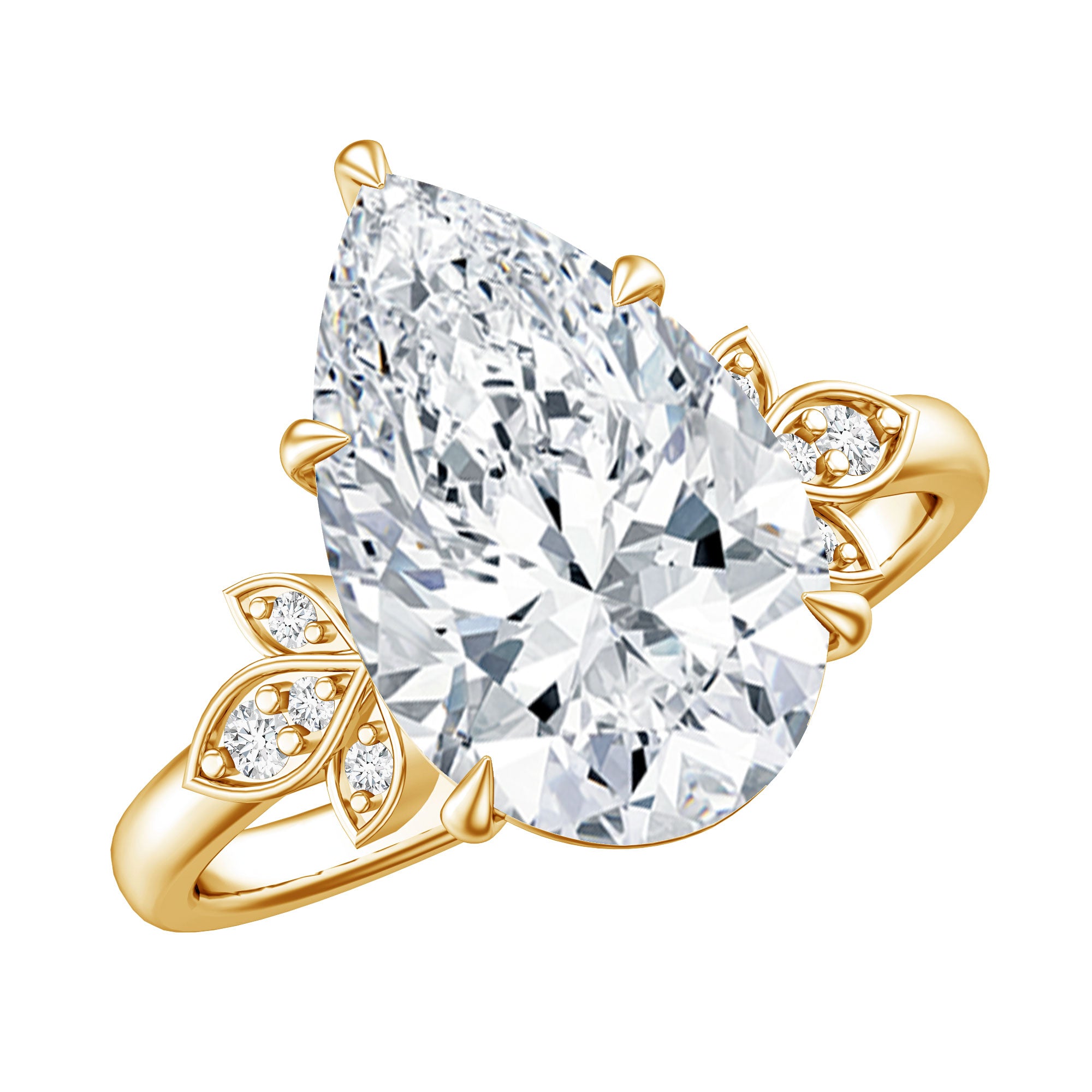 Rosec Jewels-IGI Certified Nature Inspired Lab Grown Diamond Pear Engagement Ring 4 Carat