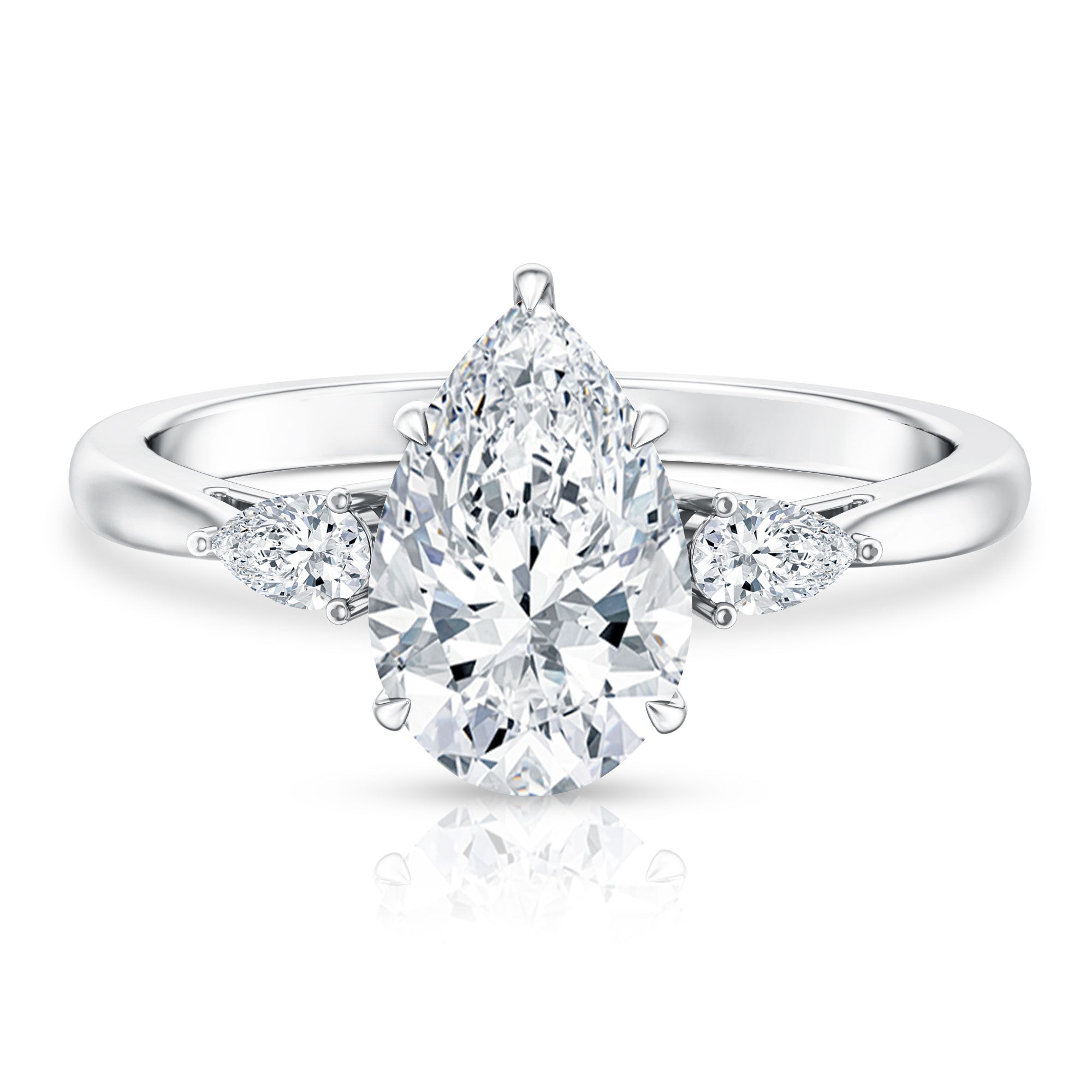 Rosec Jewels-2 Carat Pear Lab Grown Diamond Three Stone Engagement Ring IGI Certified