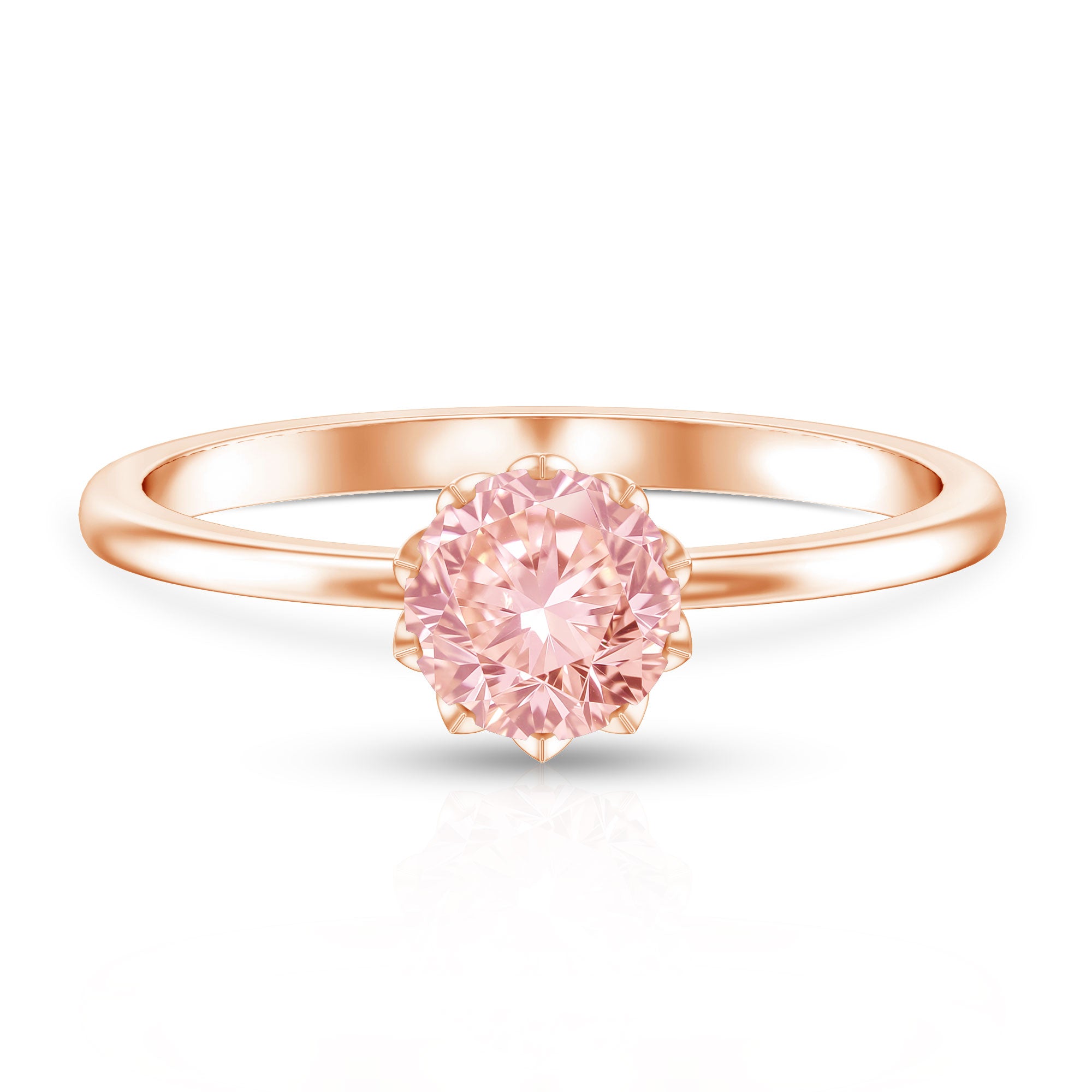 Rosec Jewels-Lotus Basket Set 1 Carat Lab Created Pink Diamond Solitaire Ring with IGI Certificate
