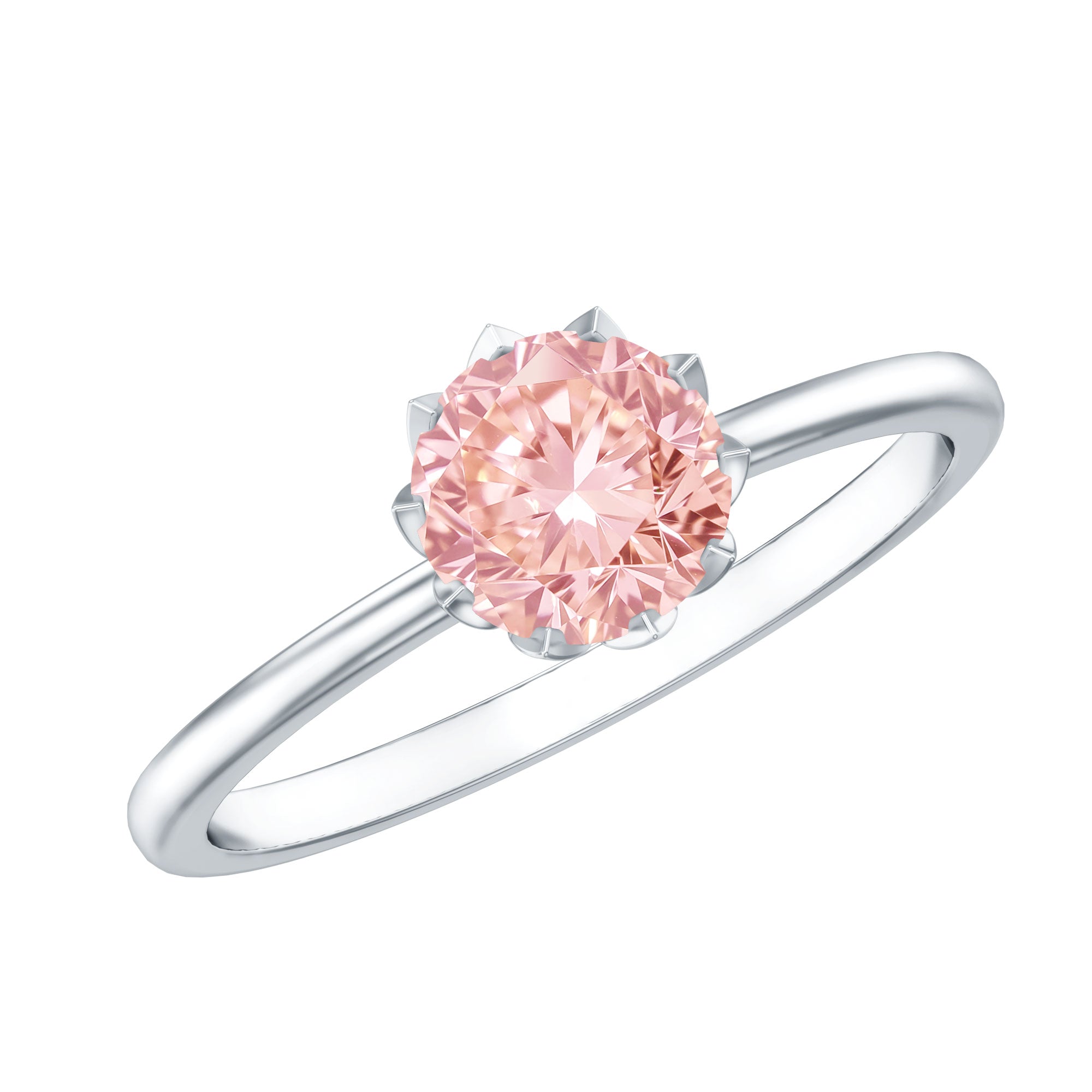 Rosec Jewels-Lotus Basket Set 1 Carat Lab Created Pink Diamond Solitaire Ring with IGI Certificate