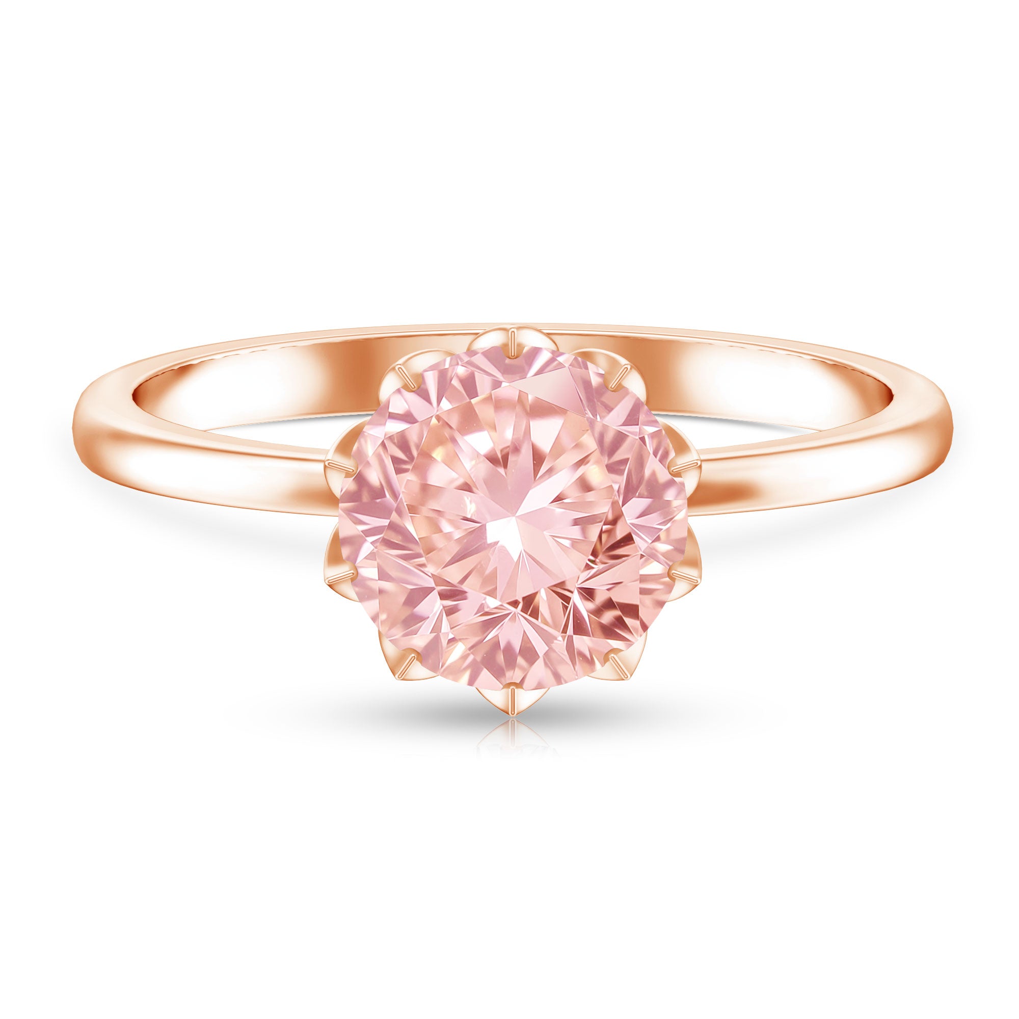 Rosec Jewels-Lotus Basket Set 2 Carat Engagement Ring with IGI Certified Lab Grown Pink Diamond