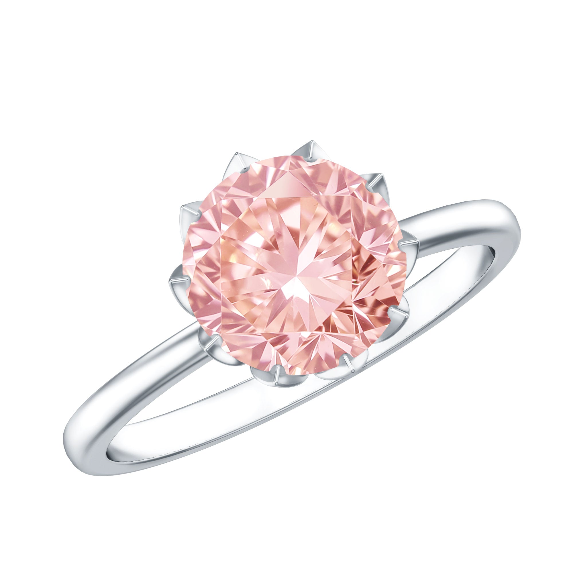 Rosec Jewels-Lotus Basket Set 2 Carat Engagement Ring with IGI Certified Lab Grown Pink Diamond
