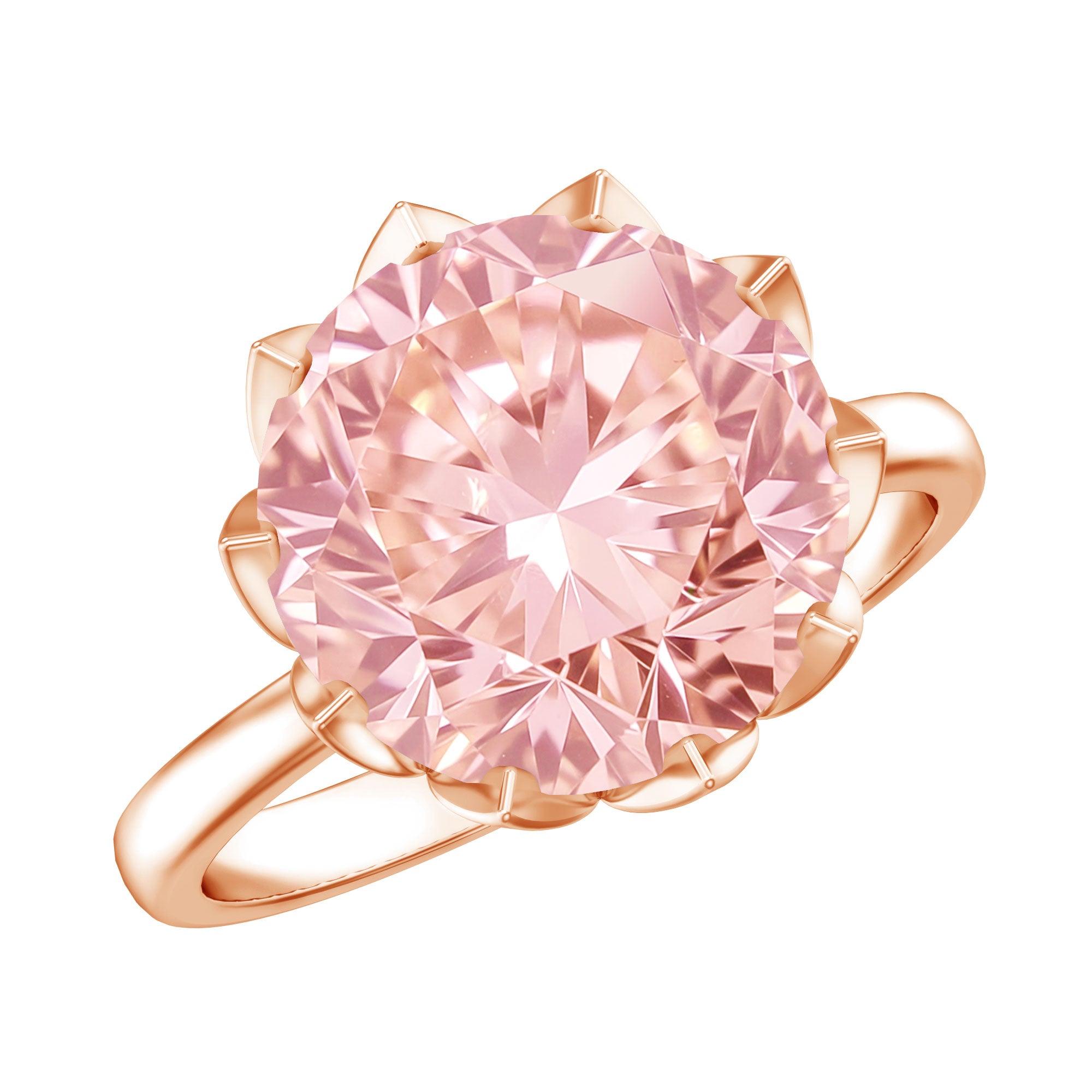 Rosec Jewels-IGI Certified Solitaire 5 Carat Lab Grown Pink Diamond Lotus Engagement Ring
