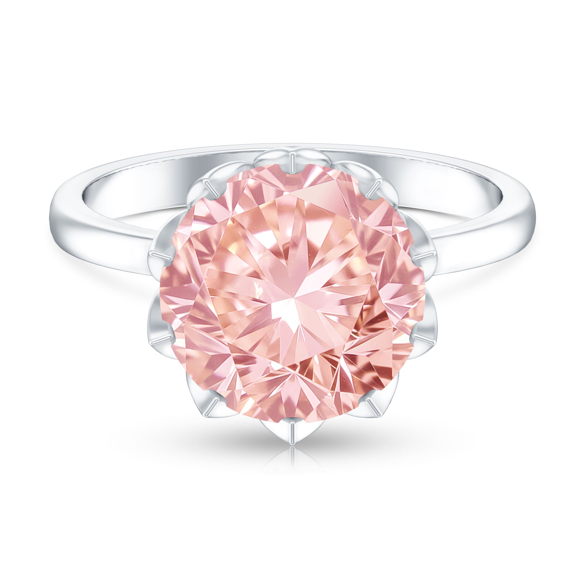 Rosec Jewels-IGI Certified Solitaire 5 Carat Lab Grown Pink Diamond Lotus Engagement Ring