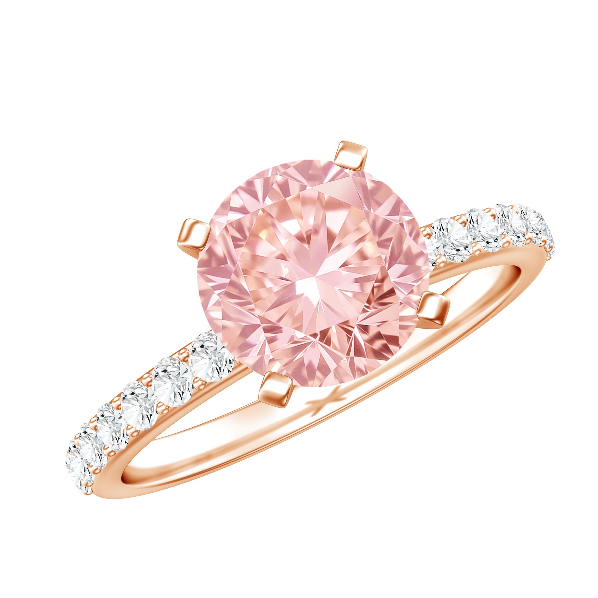 Rosec Jewels-3 Carat Lab Grown Pink Diamond Round Engagement Ring IGI Certified