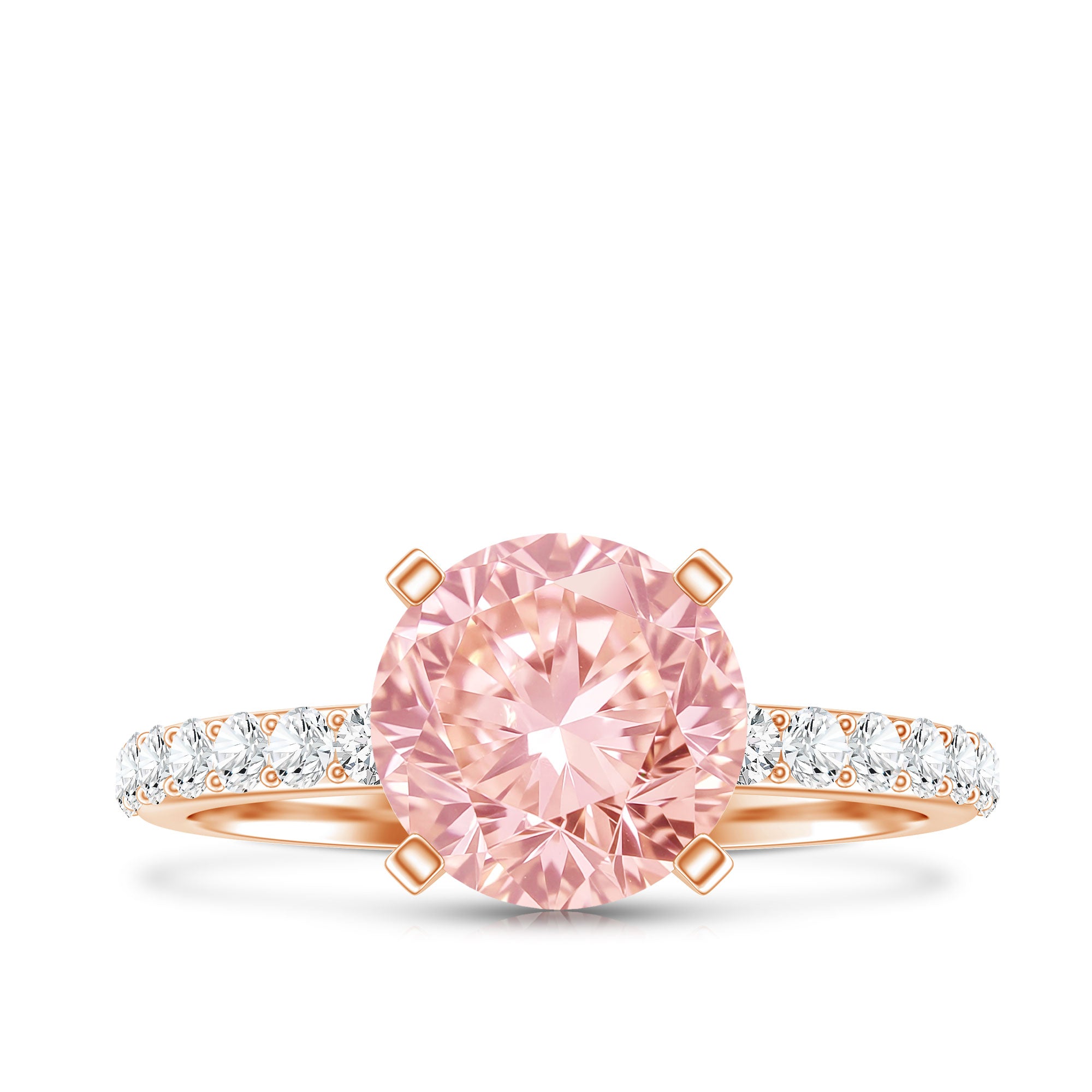 Rosec Jewels-3 Carat Lab Grown Pink Diamond Round Engagement Ring IGI Certified