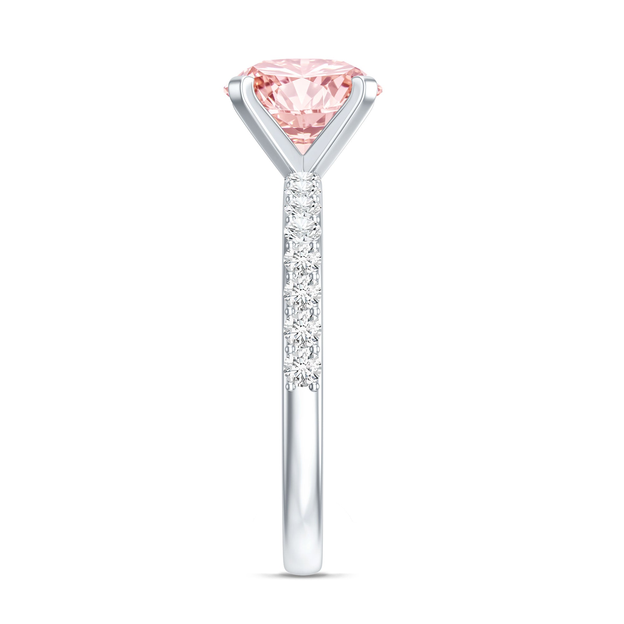Rosec Jewels-3 Carat Lab Grown Pink Diamond Round Engagement Ring IGI Certified