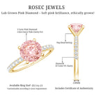 Rosec Jewels-3 Carat Lab Grown Pink Diamond Round Engagement Ring IGI Certified