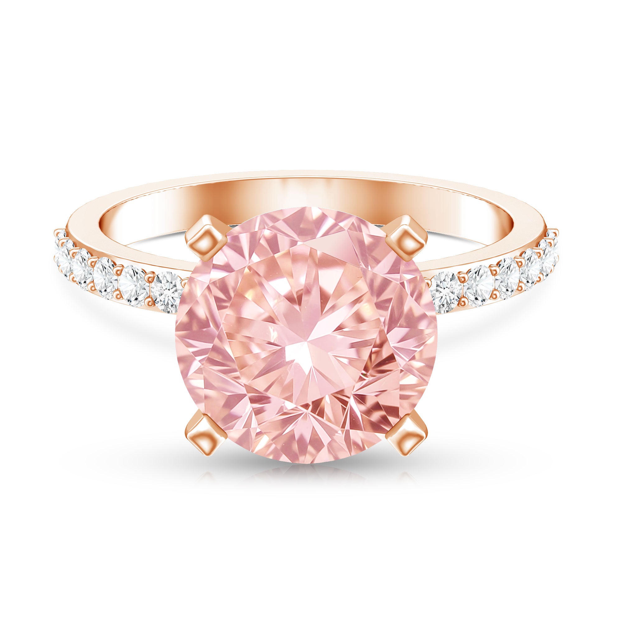 Rosec Jewels-5 Carat IGI Certified Lab Created Pink Diamond Statement Ring with Side Stones