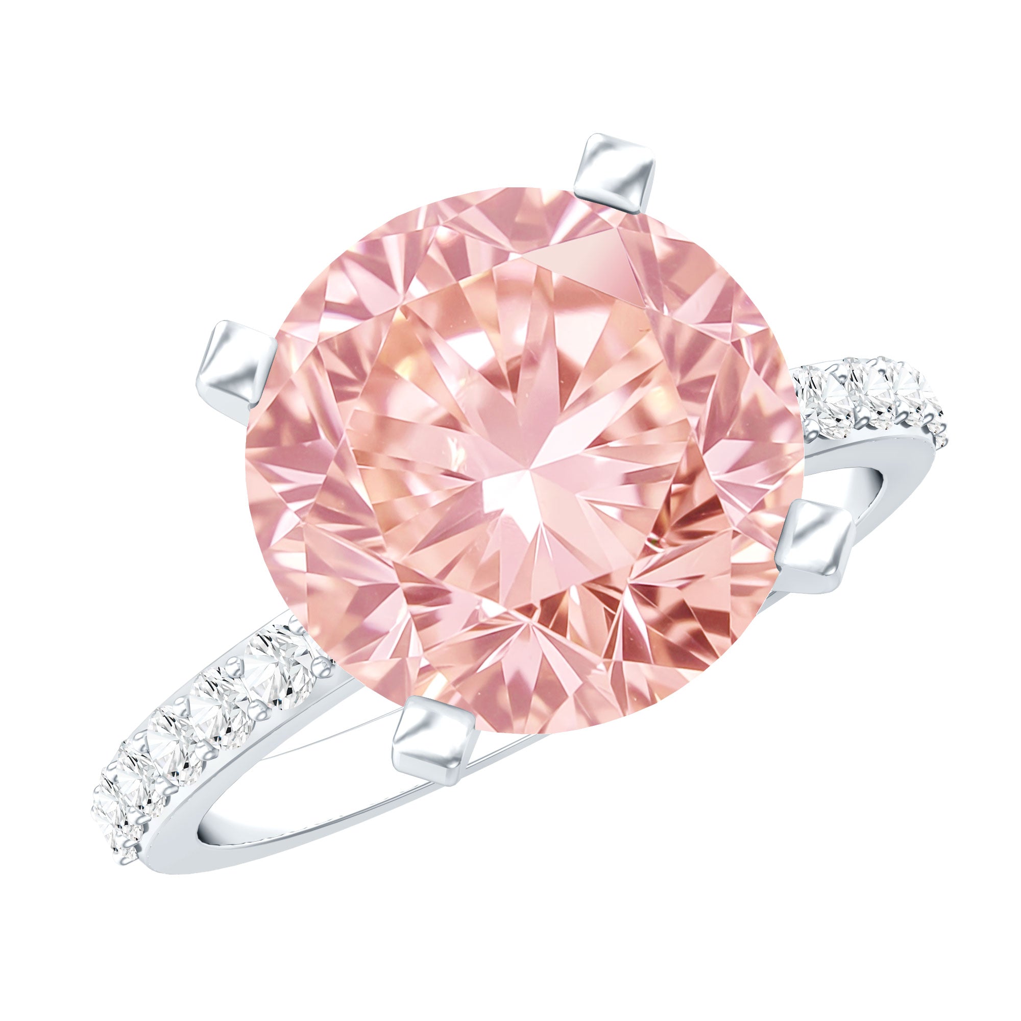 Rosec Jewels-5 Carat IGI Certified Lab Created Pink Diamond Statement Ring with Side Stones