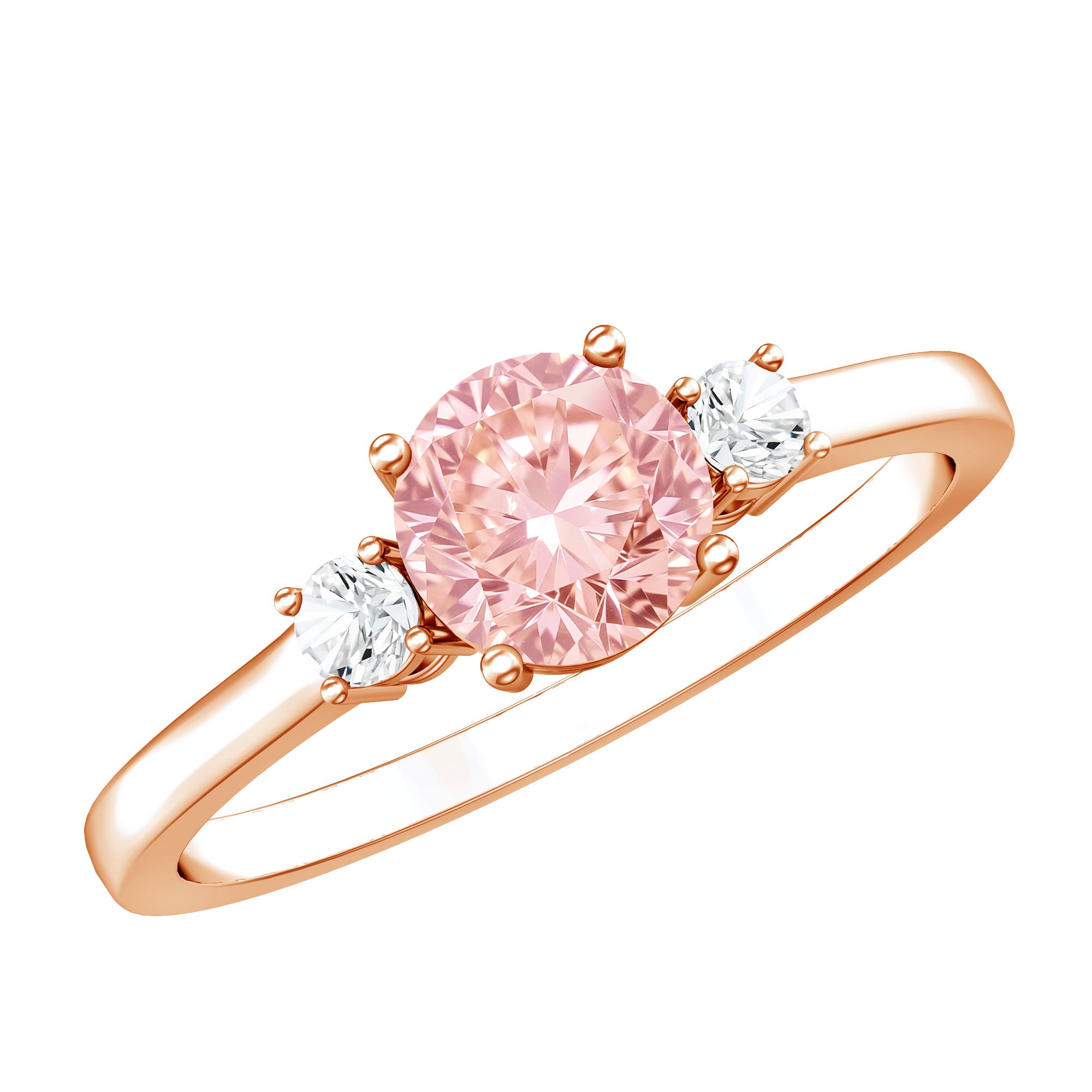 Rosec Jewels-1 Carat IGI Certified Lab Grown Pink and White Diamond Three Stone Ring for Her