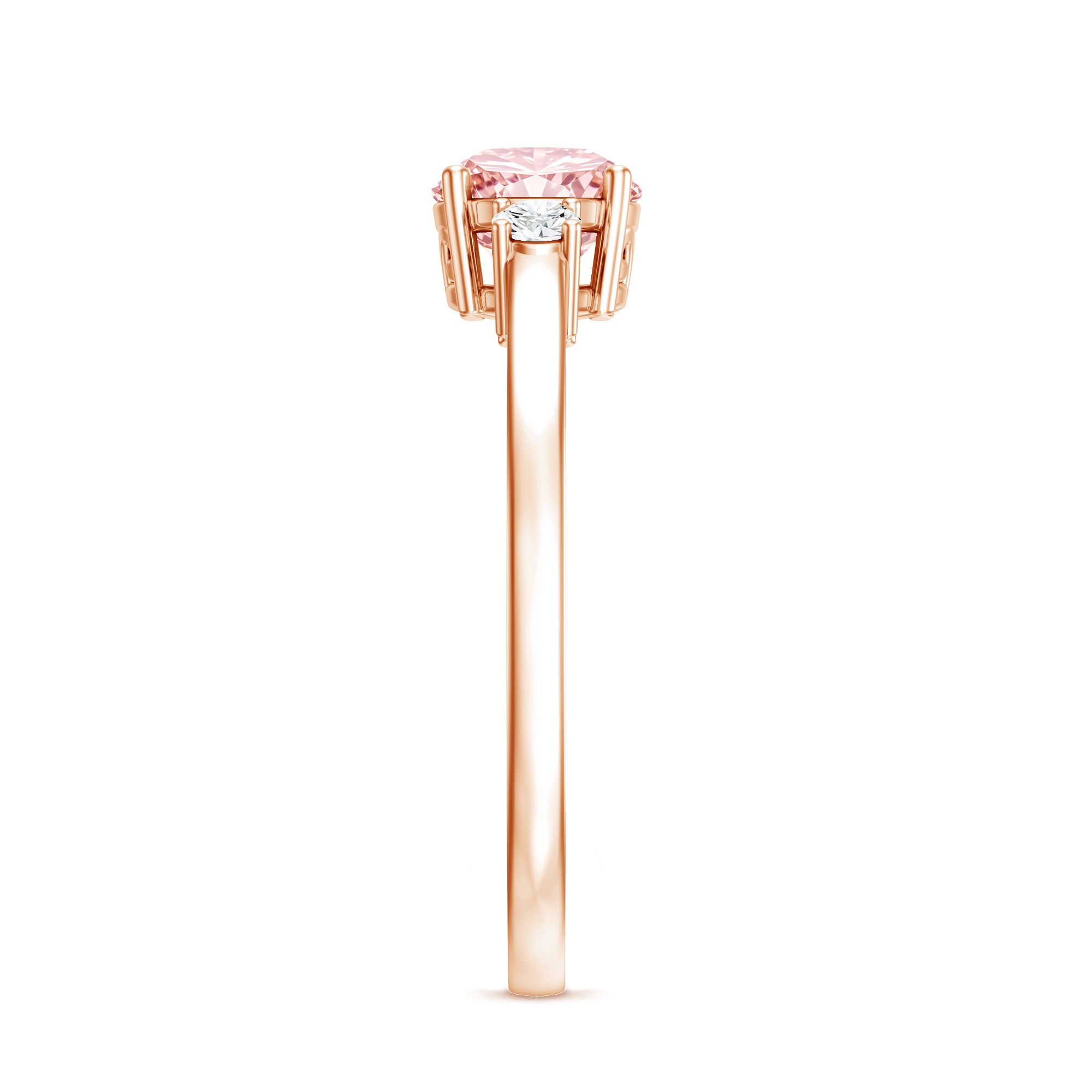 Rosec Jewels-1 Carat IGI Certified Lab Grown Pink and White Diamond Three Stone Ring for Her