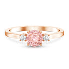 Rosec Jewels-1 Carat IGI Certified Lab Grown Pink and White Diamond Three Stone Ring for Her