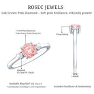 Rosec Jewels-1 Carat IGI Certified Lab Grown Pink and White Diamond Three Stone Ring for Her