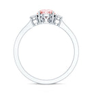 Rosec Jewels-1 Carat IGI Certified Lab Grown Pink and White Diamond Three Stone Ring for Her