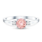 Rosec Jewels-1 Carat IGI Certified Lab Grown Pink and White Diamond Three Stone Ring for Her