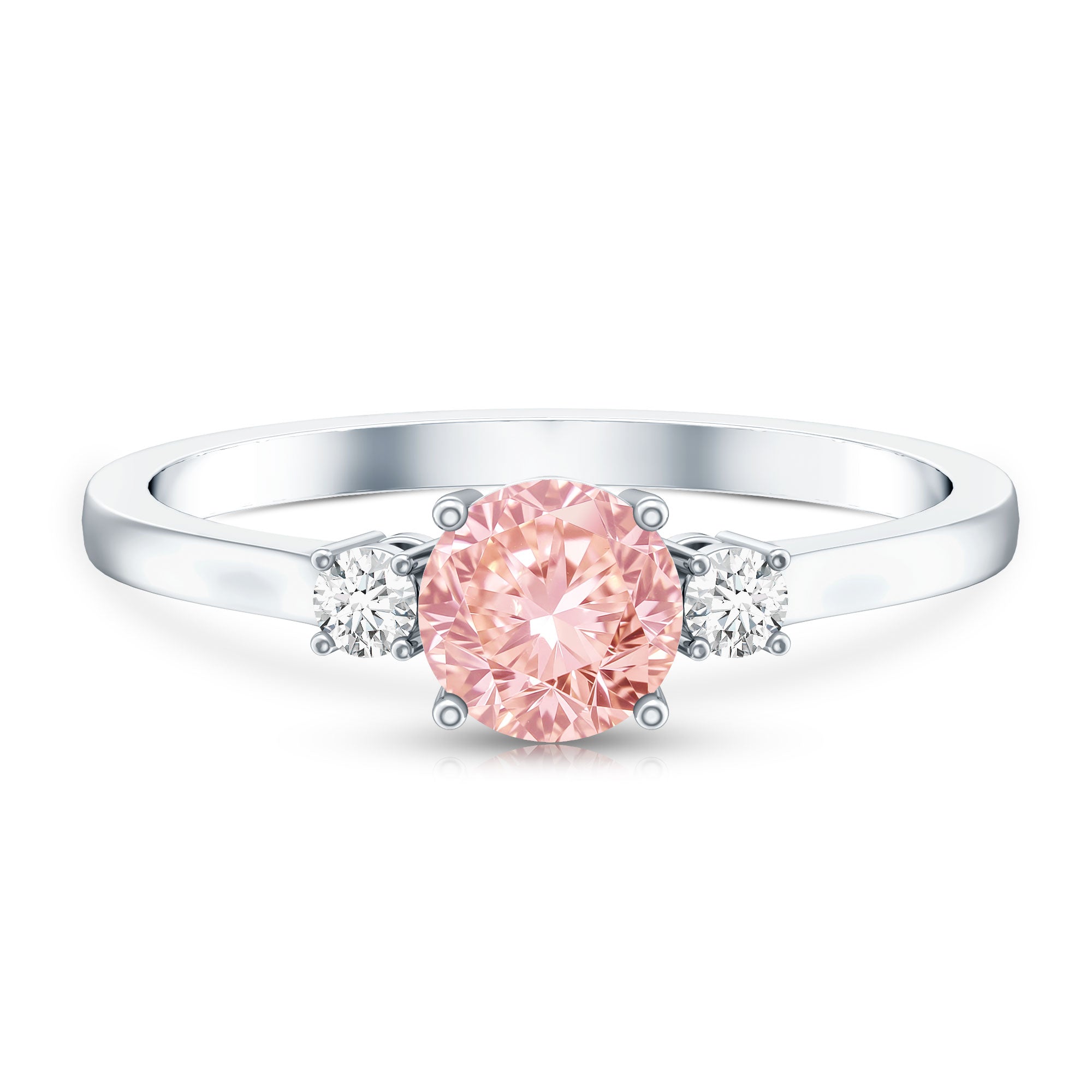 Rosec Jewels-1 Carat IGI Certified Lab Grown Pink and White Diamond Three Stone Ring for Her