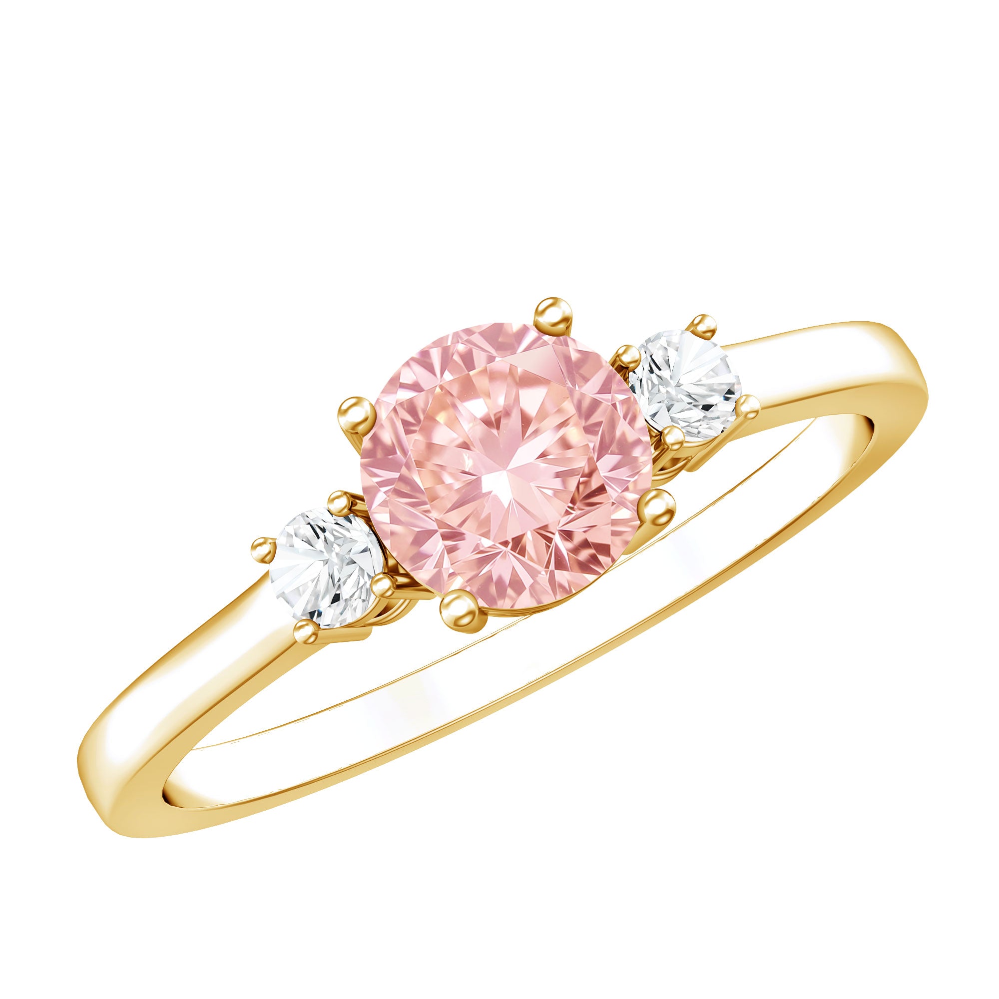 Rosec Jewels-1 Carat IGI Certified Lab Grown Pink and White Diamond Three Stone Ring for Her