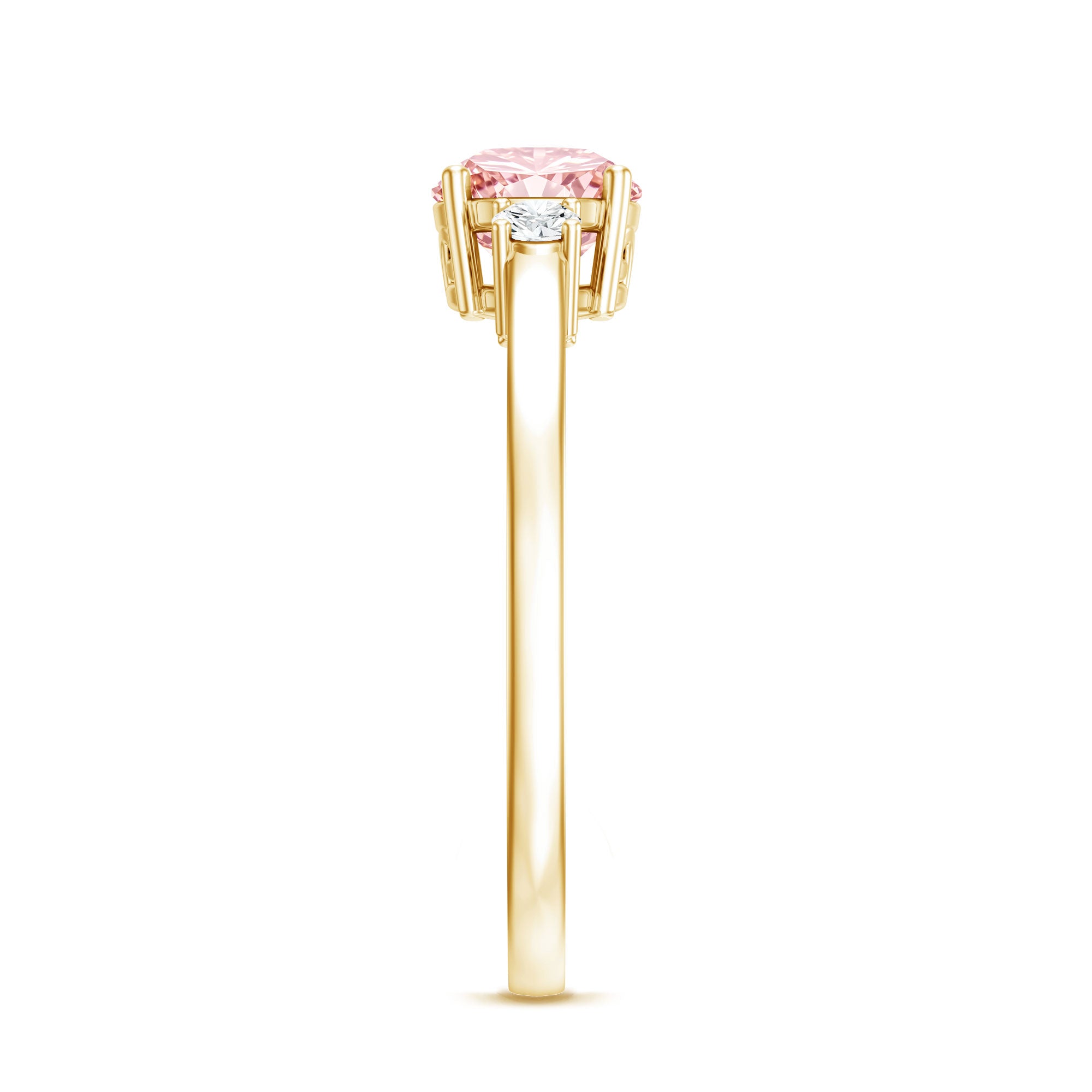 Rosec Jewels-1 Carat IGI Certified Lab Grown Pink and White Diamond Three Stone Ring for Her