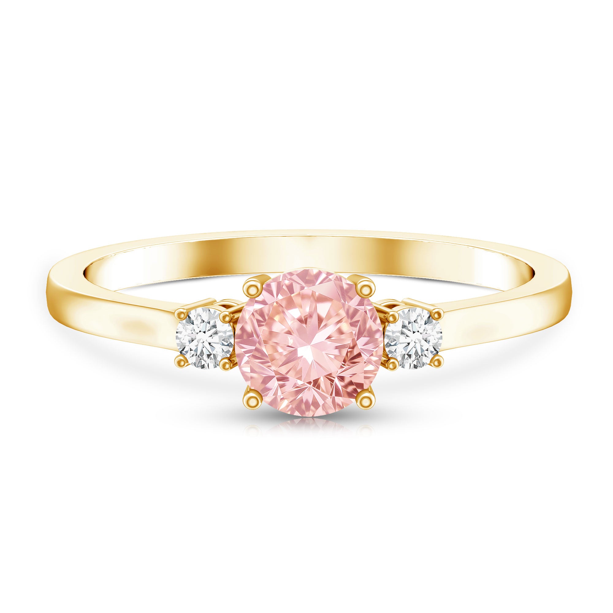 Rosec Jewels-1 Carat IGI Certified Lab Grown Pink and White Diamond Three Stone Ring for Her