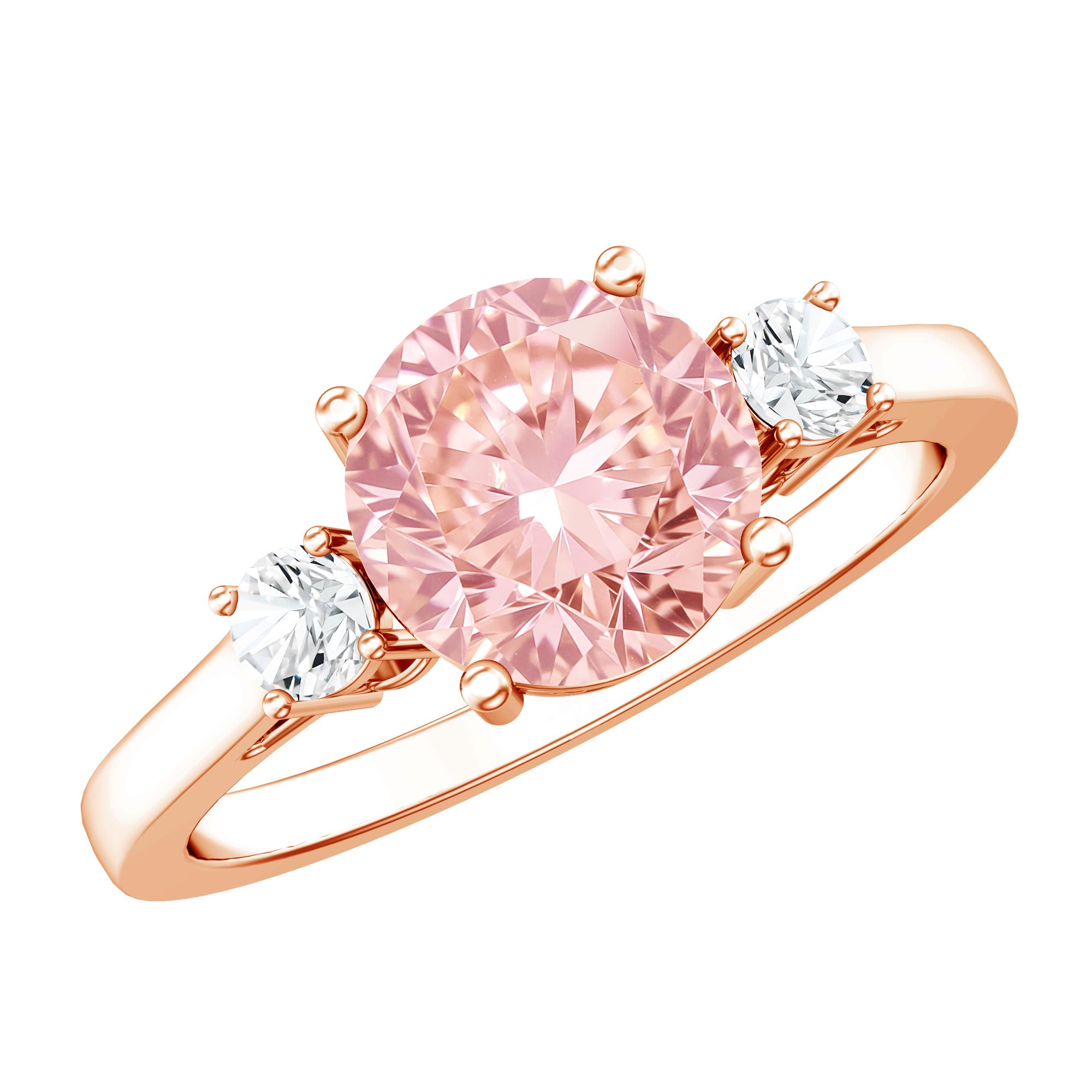 Rosec Jewels-2 Carat Lab Grown Pink Diamond Three Stone Engagement Ring with IGI Certificate