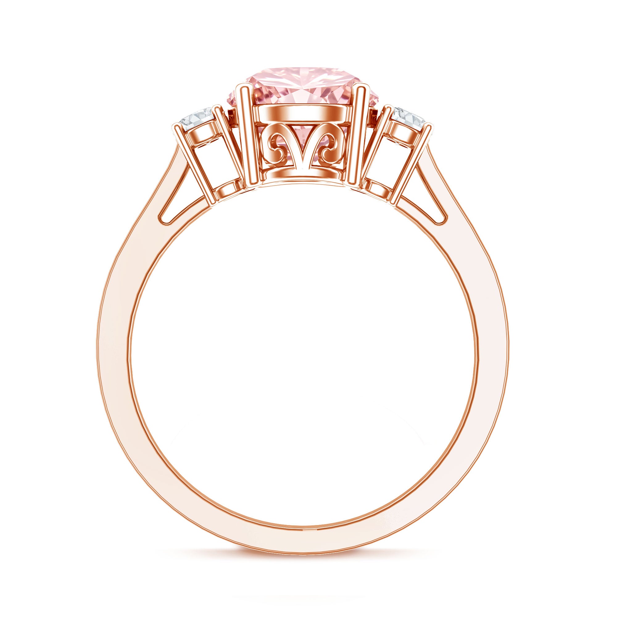 Rosec Jewels-2 Carat Lab Grown Pink Diamond Three Stone Engagement Ring with IGI Certificate