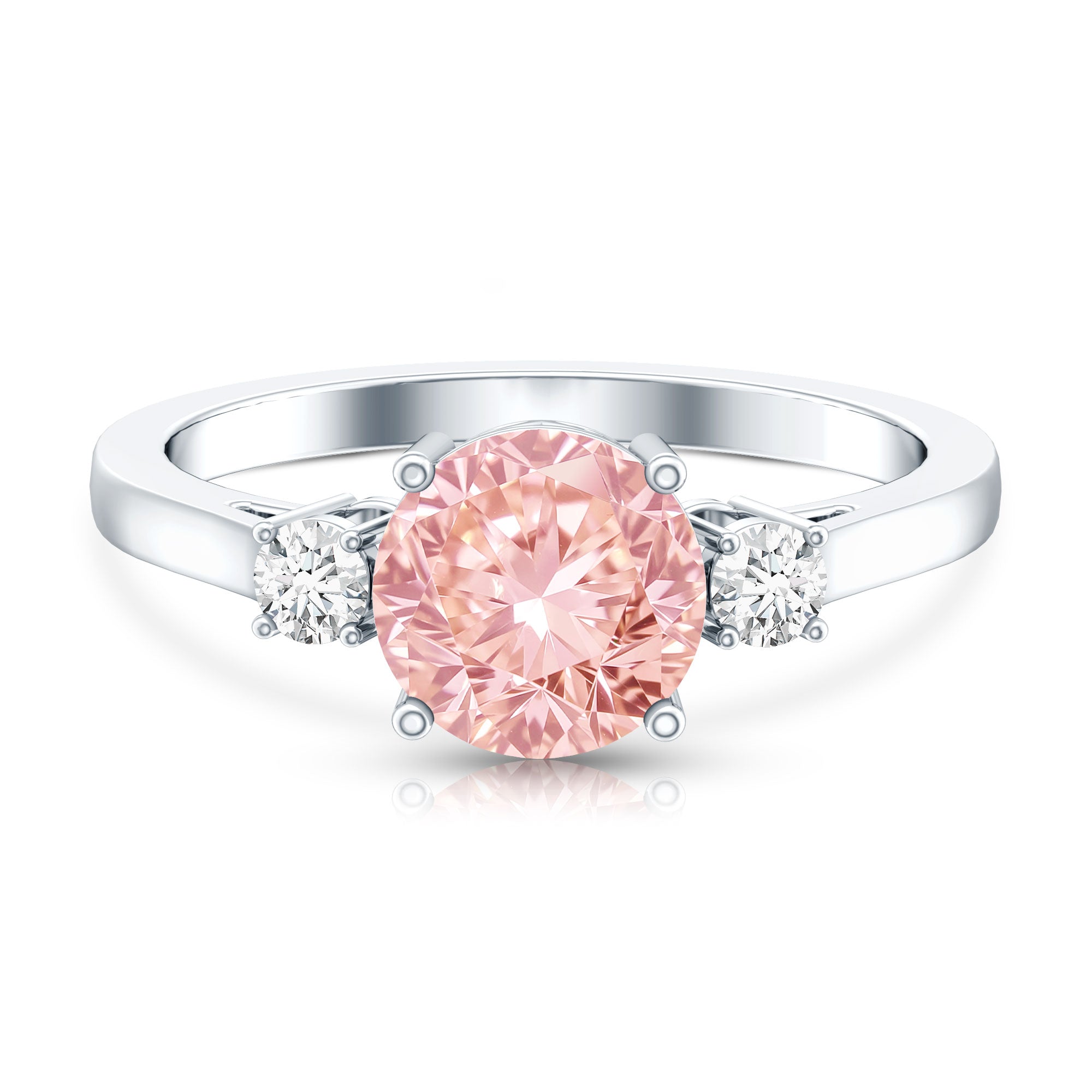 Rosec Jewels-2 Carat Lab Grown Pink Diamond Three Stone Engagement Ring with IGI Certificate
