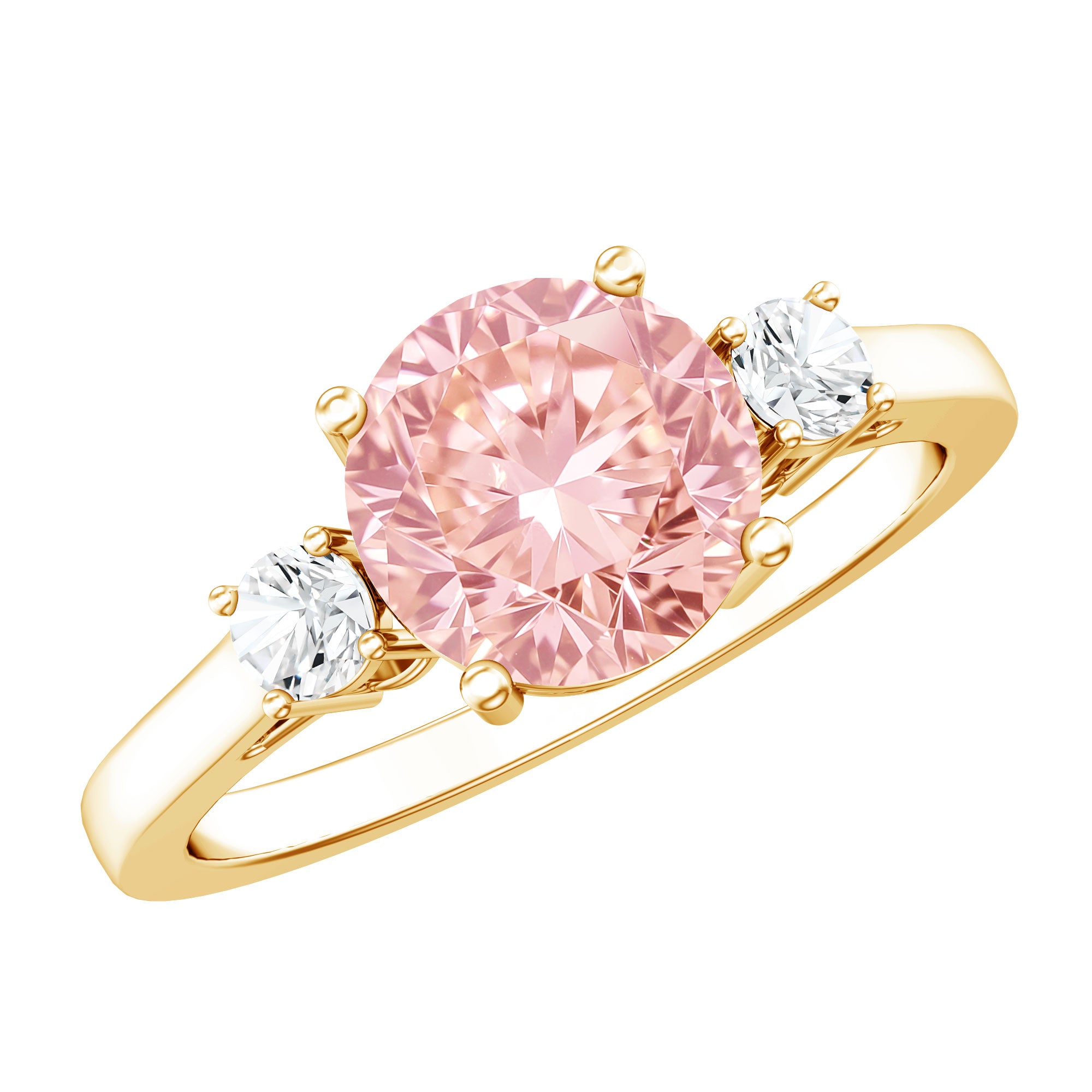 Rosec Jewels-2 Carat Lab Grown Pink Diamond Three Stone Engagement Ring with IGI Certificate