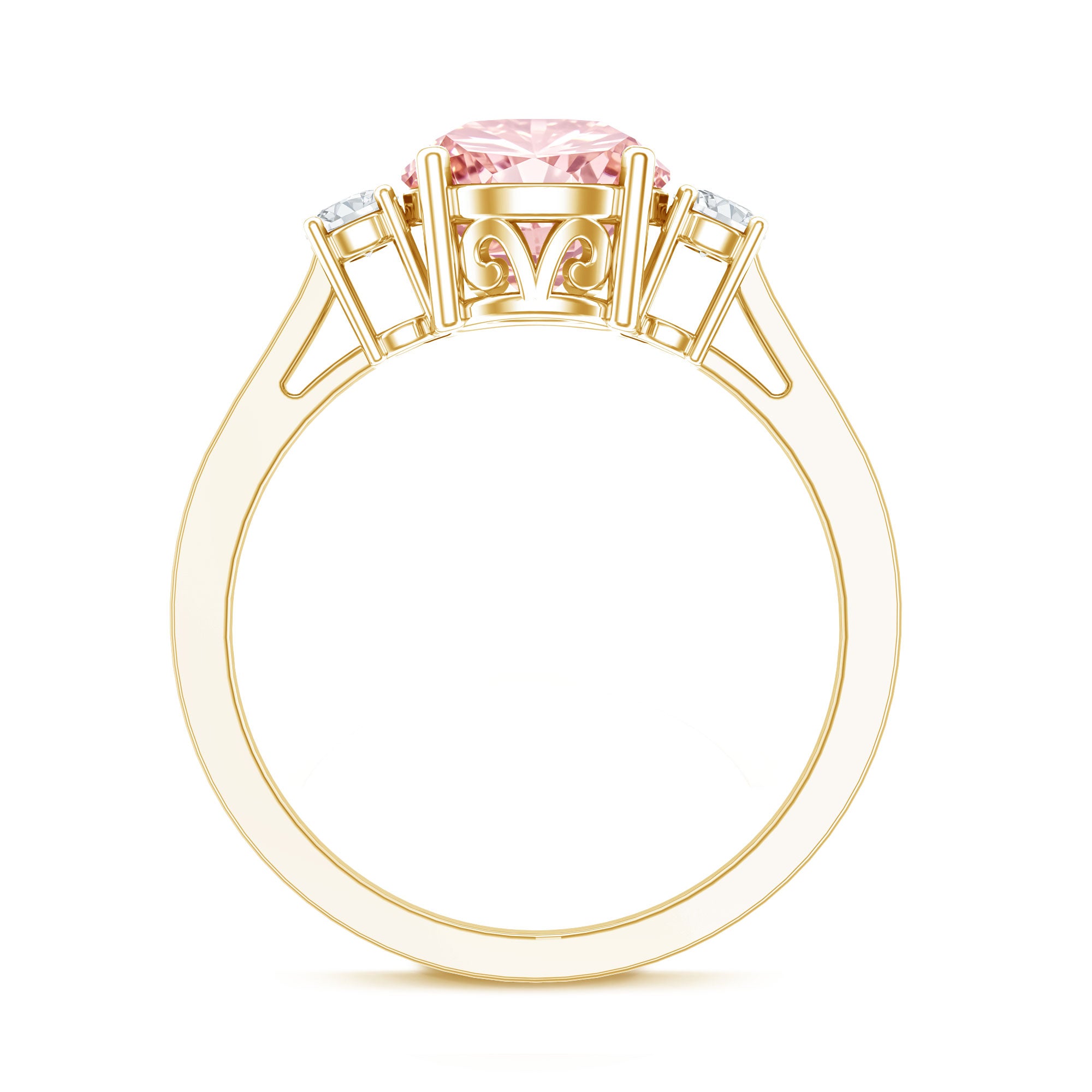 Rosec Jewels-2 Carat Lab Grown Pink Diamond Three Stone Engagement Ring with IGI Certificate